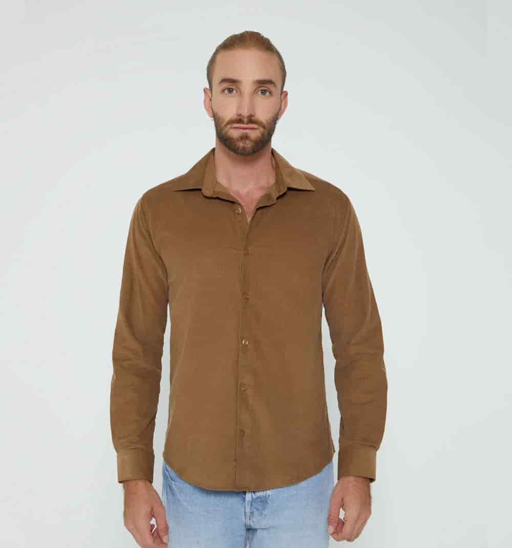 Camisa para hombre  con tela corduroy - miniatura 7