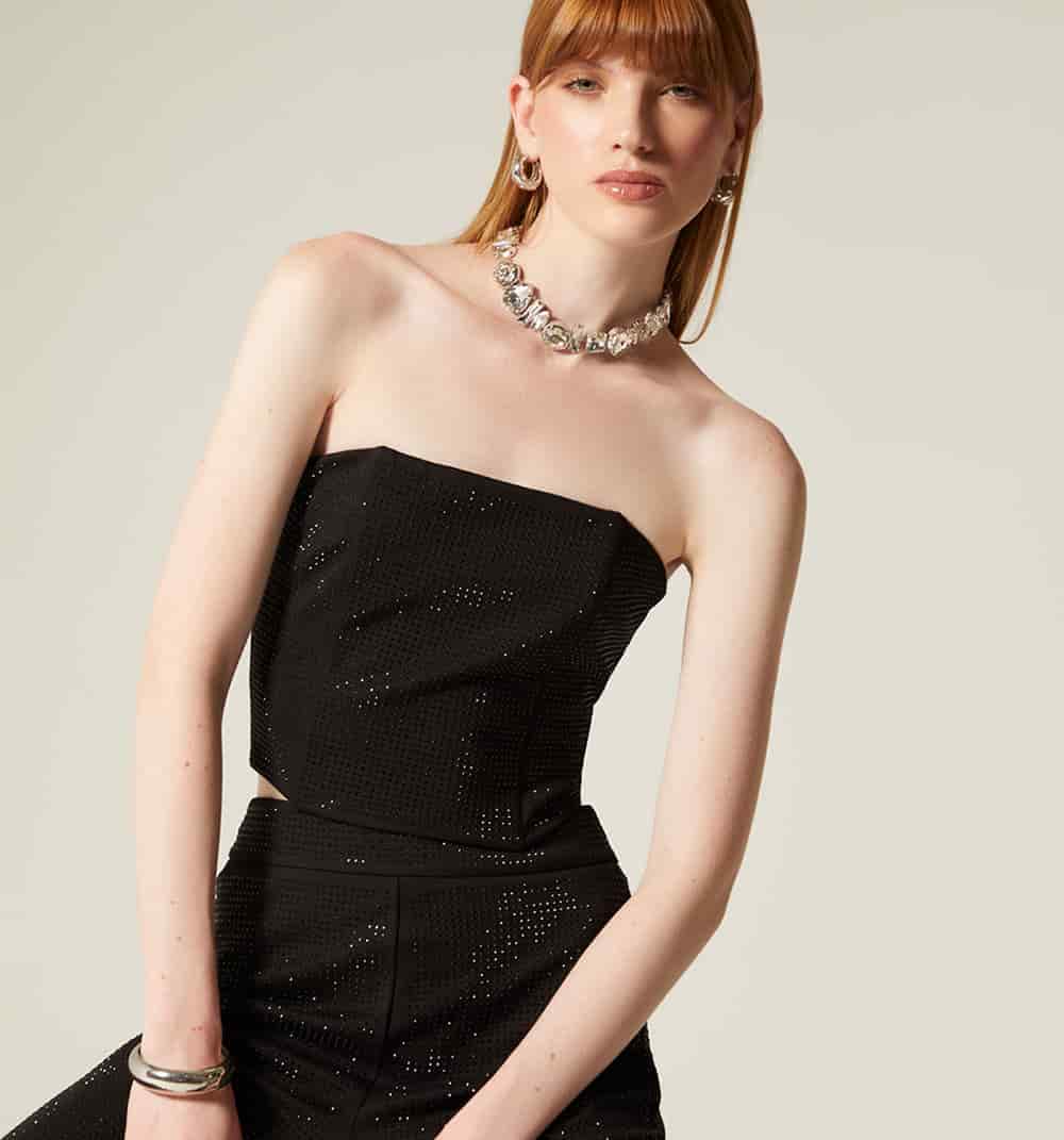 Blusa strapless con hotfix - miniatura 5