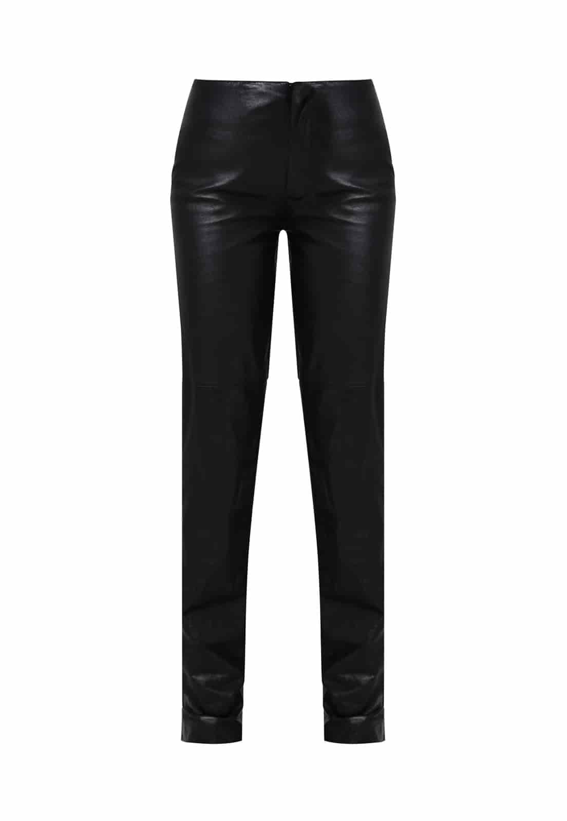 LEATHER LOW RISE TROUSERS - miniatura 6