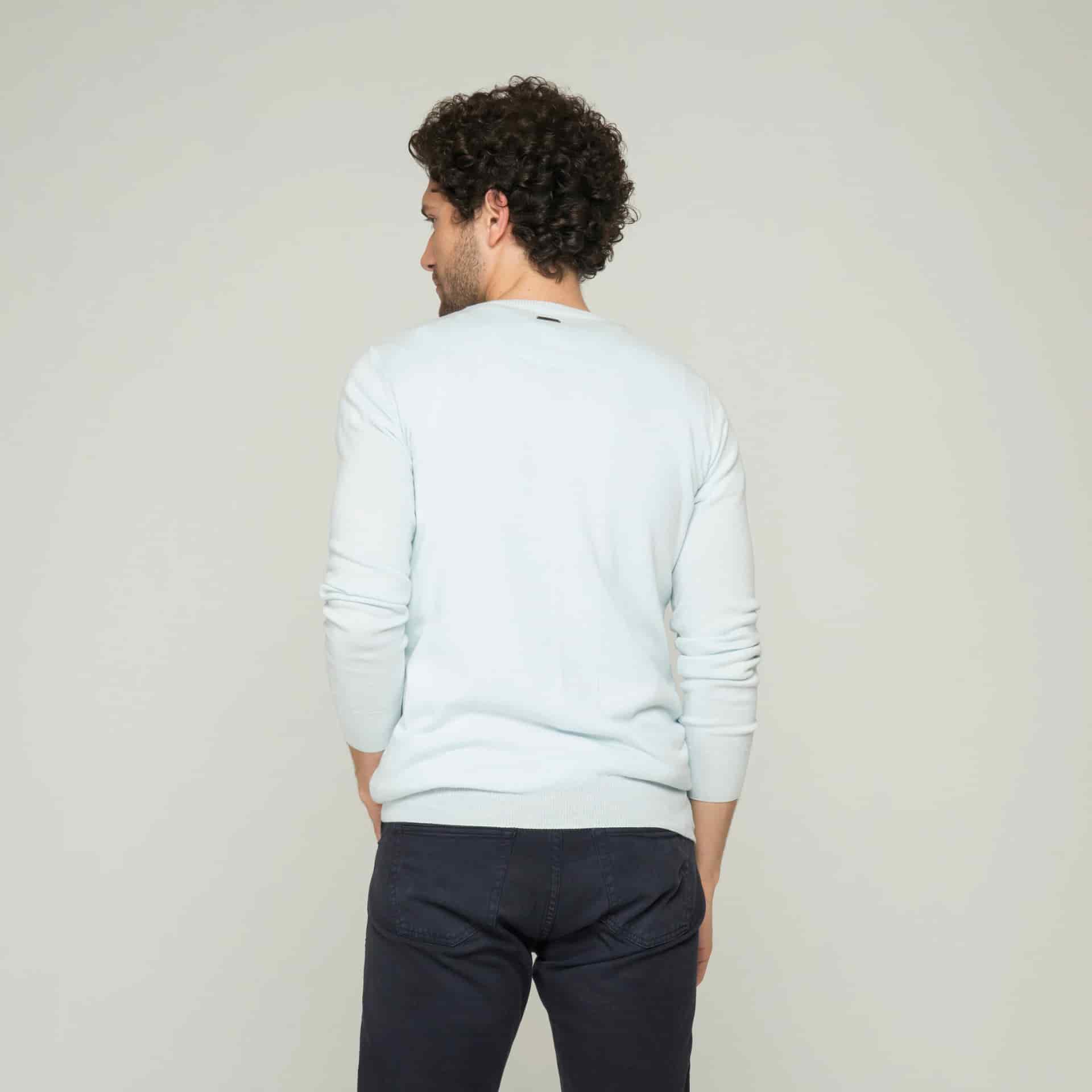 Saco Cuello Redondo Algodón Azul Cielo - miniatura 5