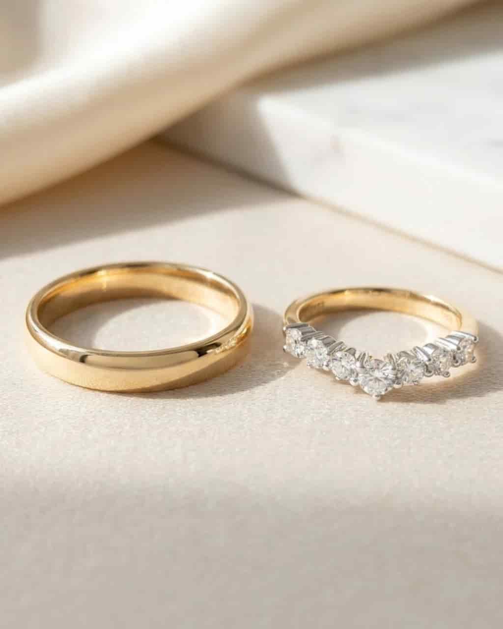 Argollas matrimonio Oro Blanco y Amarillo Diamantes 18k - miniatura 2