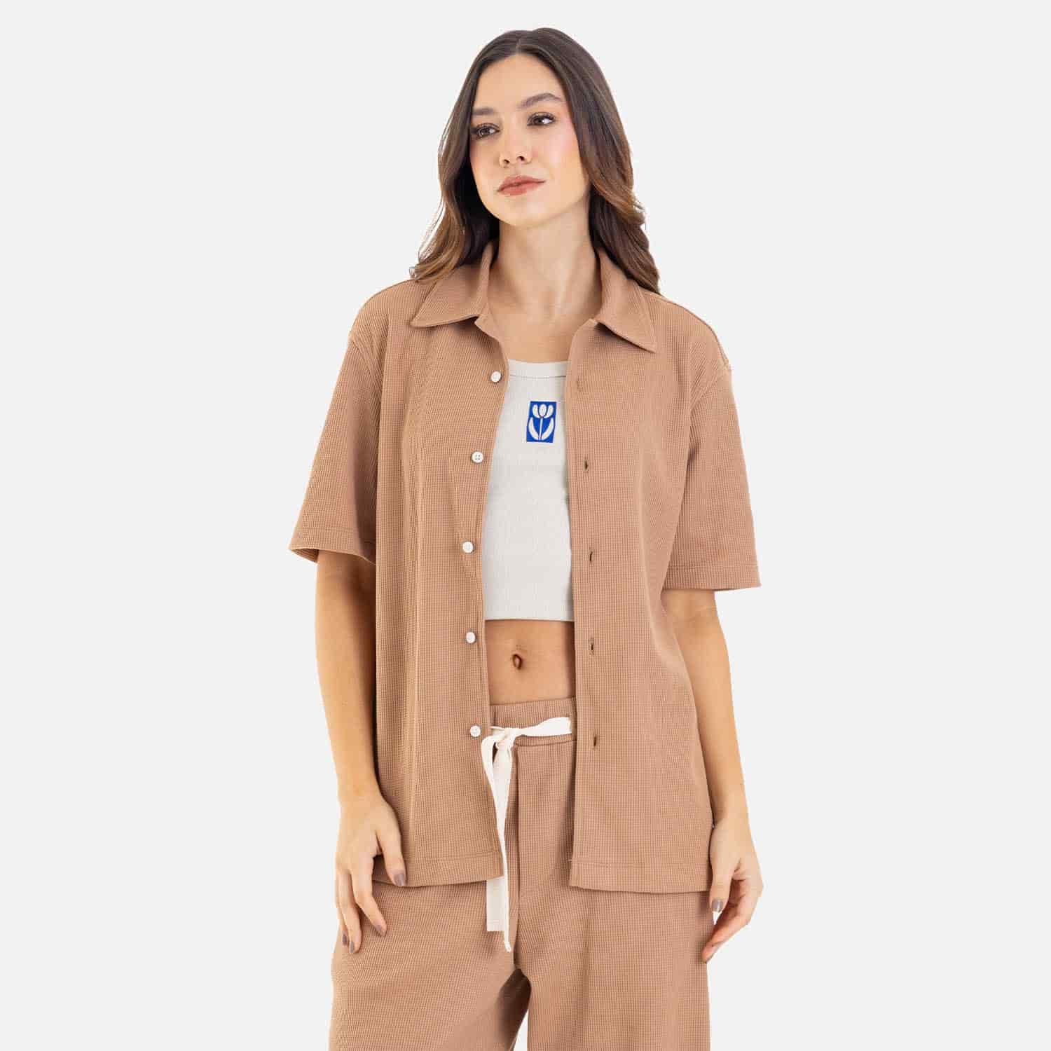 Relaxed Short Sleeve Shirt Mocca - miniatura 2