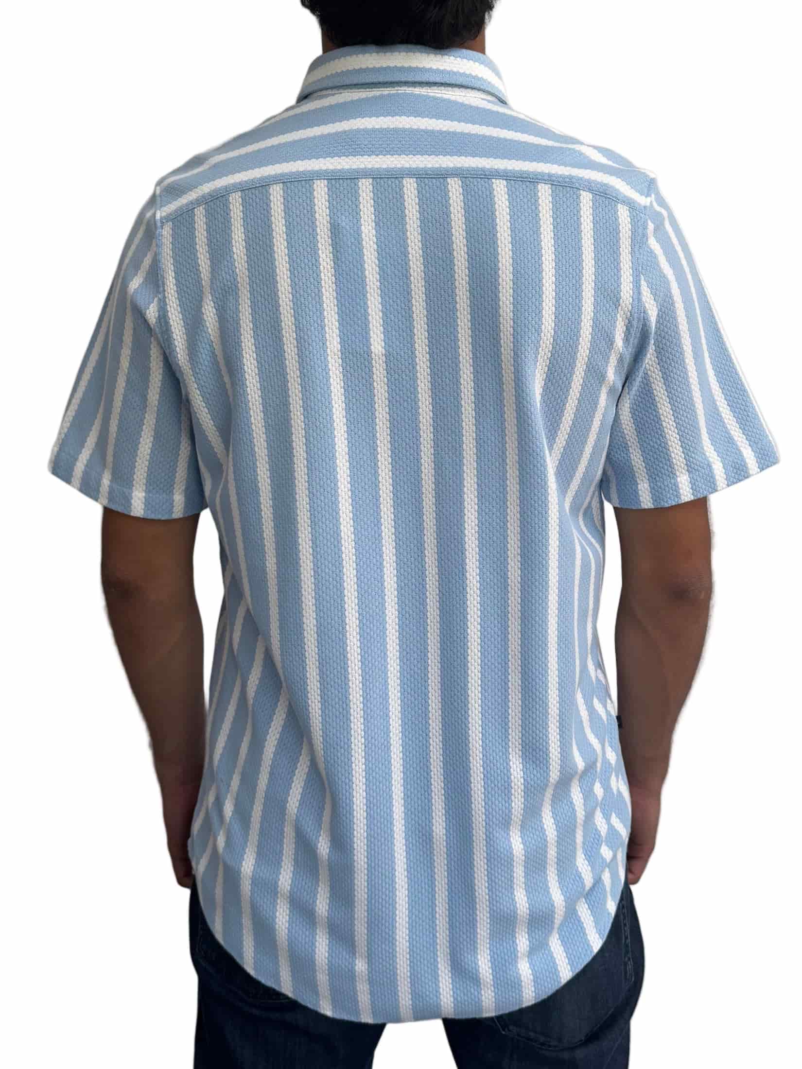 Camisa en texturas Blanco Rayas Azul Claro - miniatura 7