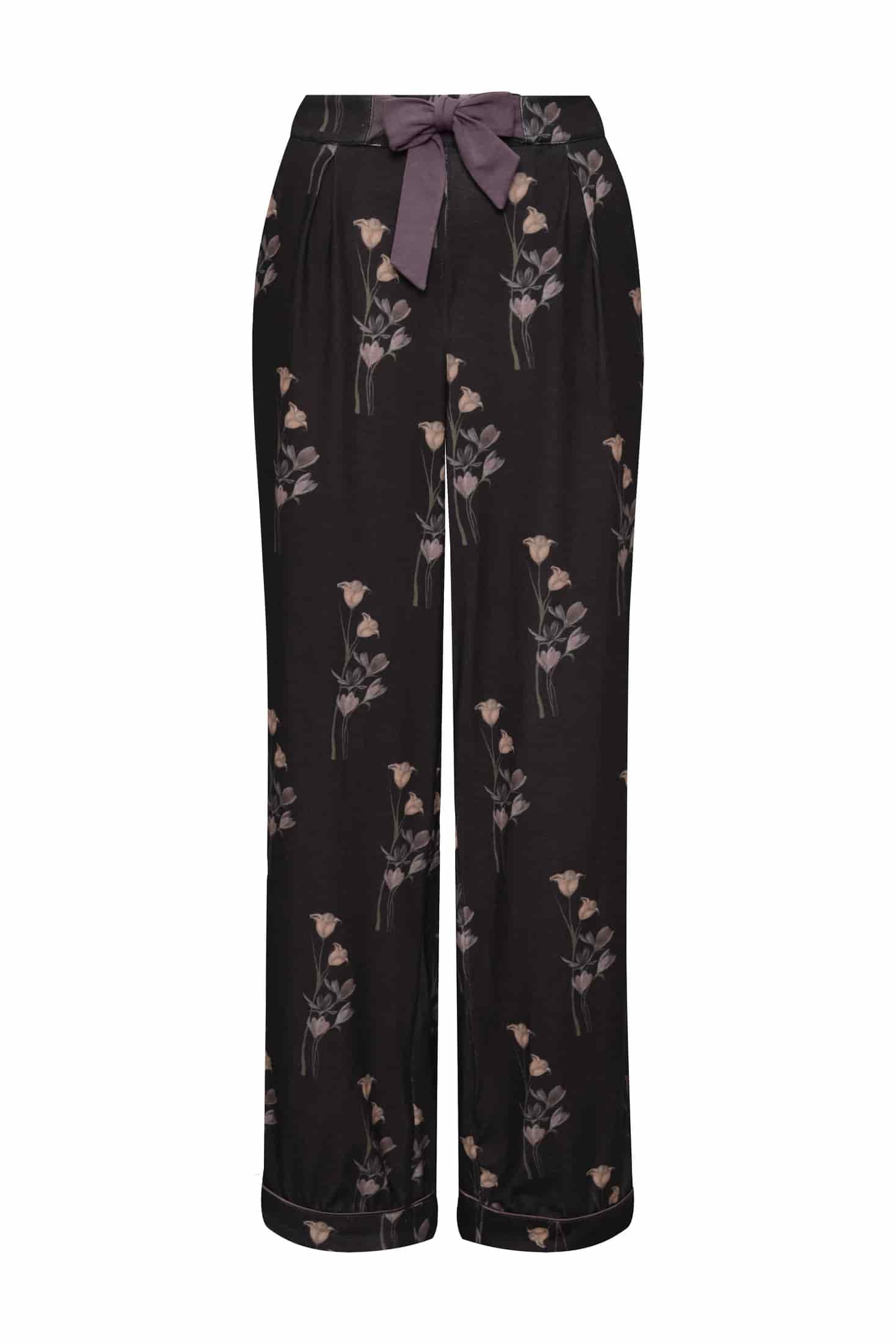 PIJAMA MANGA CORTA + PANT FLORES BLACK - miniatura 2
