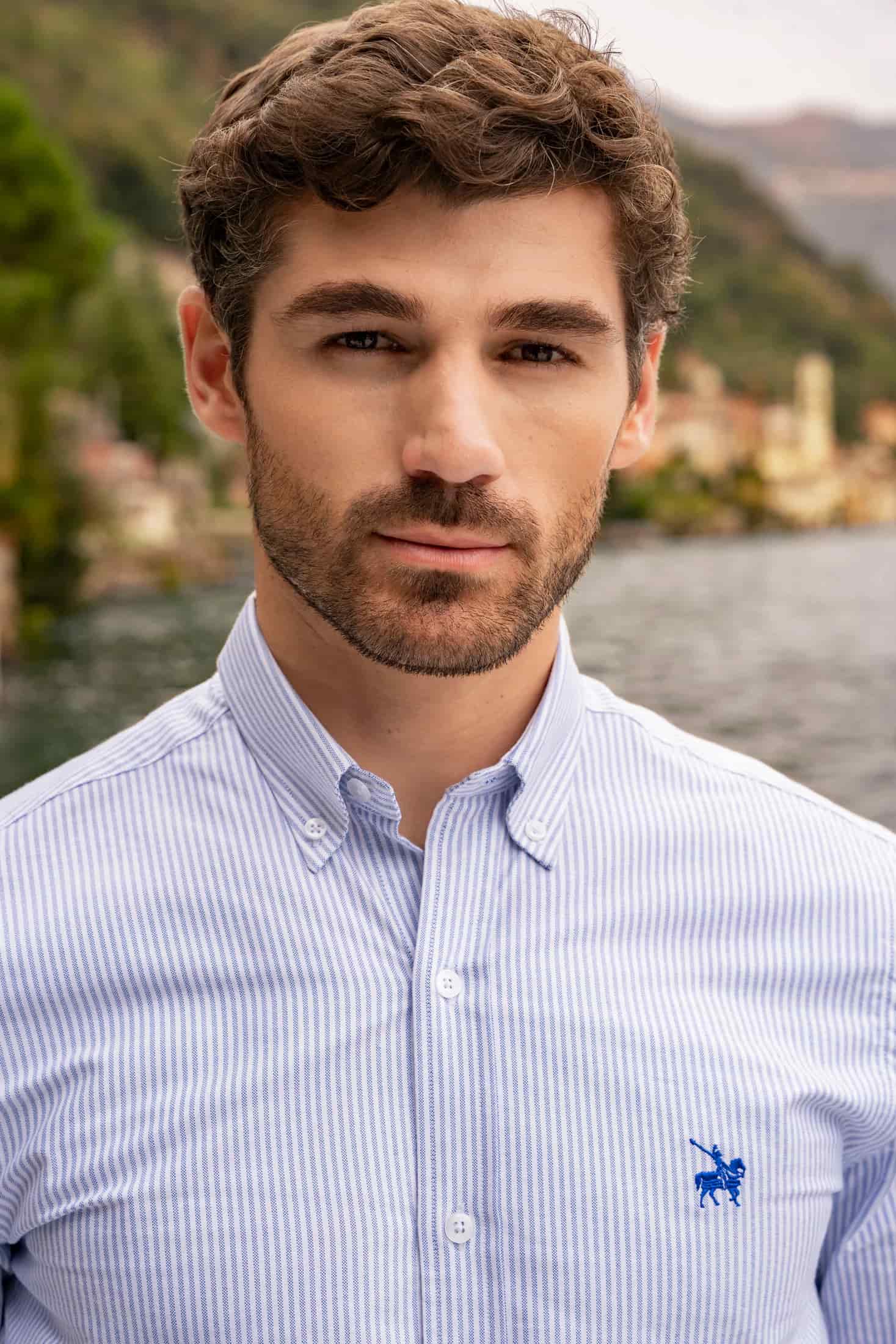 Camisa Oxford Rayas Torino Hombre Azul Claro - miniatura 1