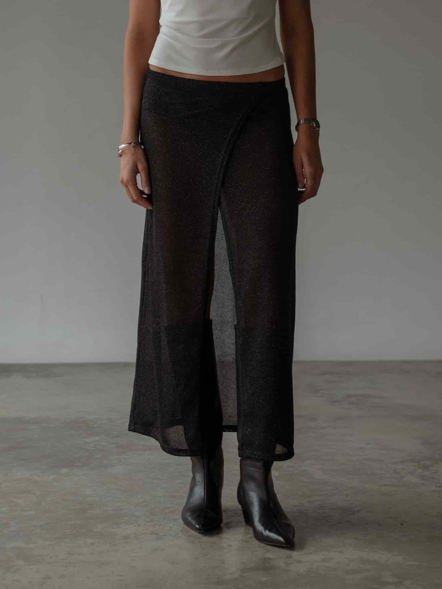 OVER LONG SKIRT - GLOSSY BLACK - miniatura 8