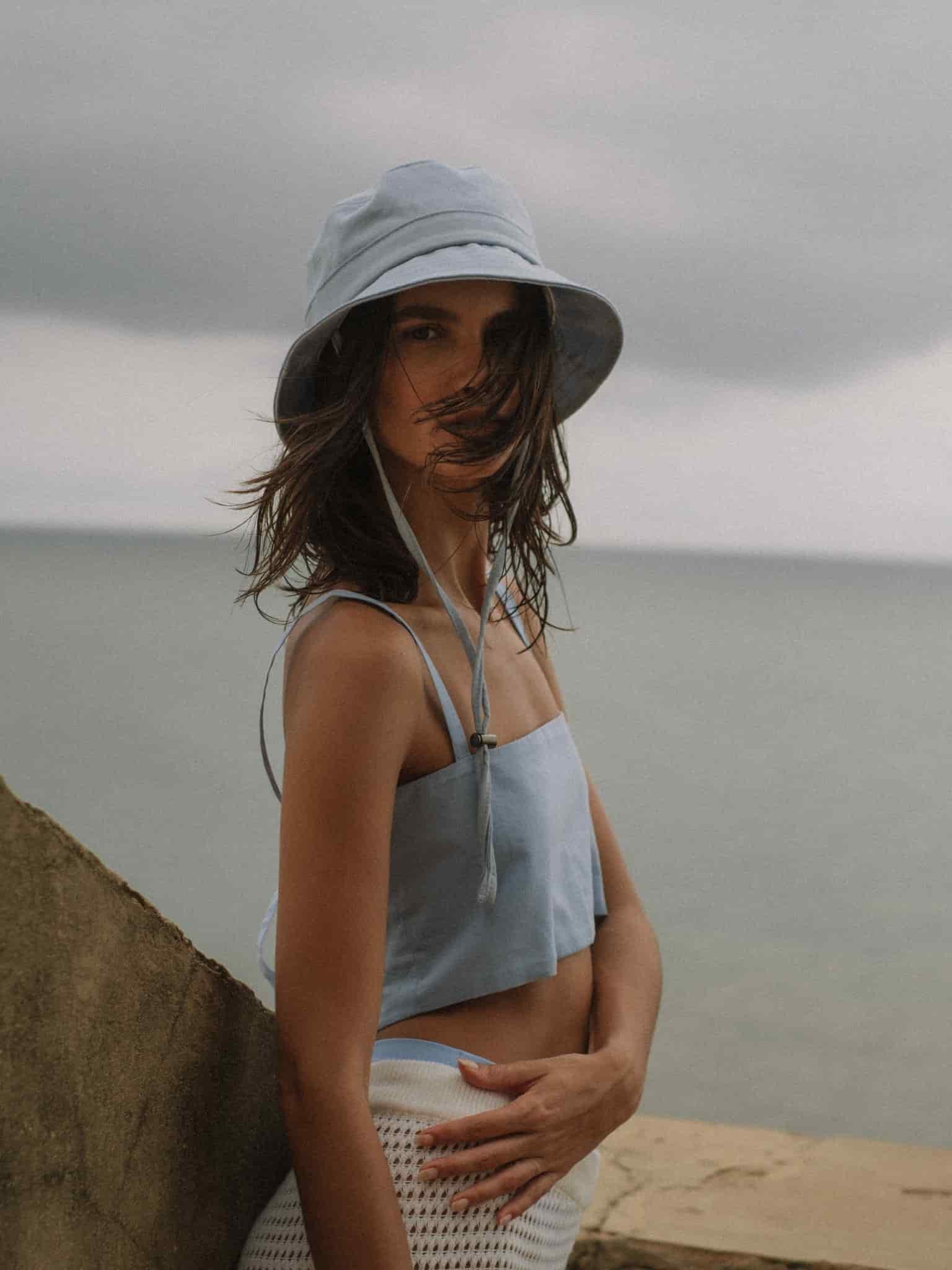 SQUARE LINEN TOP - BABY BLUE - miniatura 5