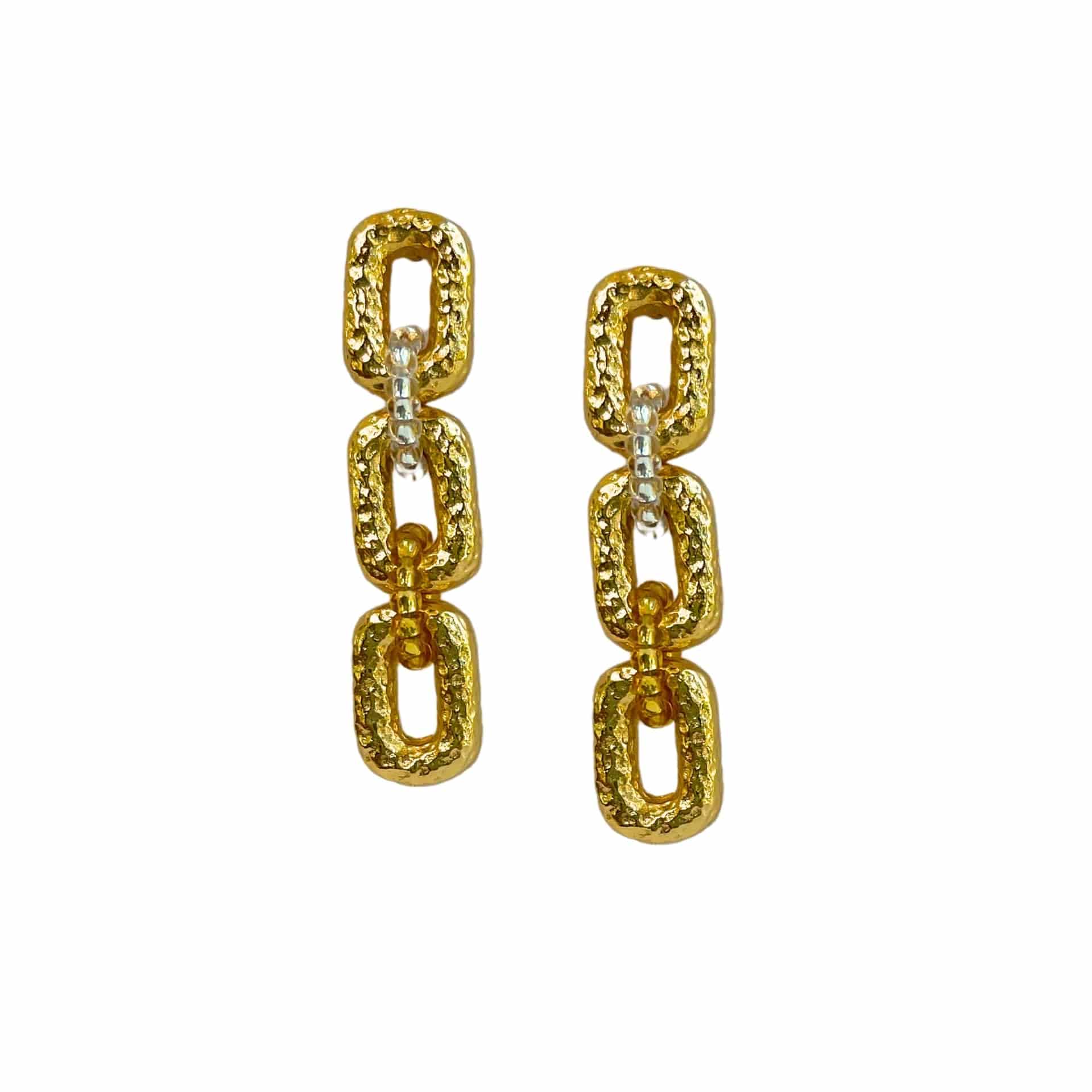 Connected Mini Link Beaded Earrings - miniatura 8