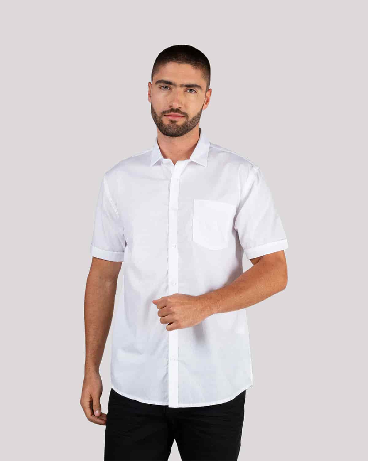 Camisa blanca manga corta para hombre - miniatura 2