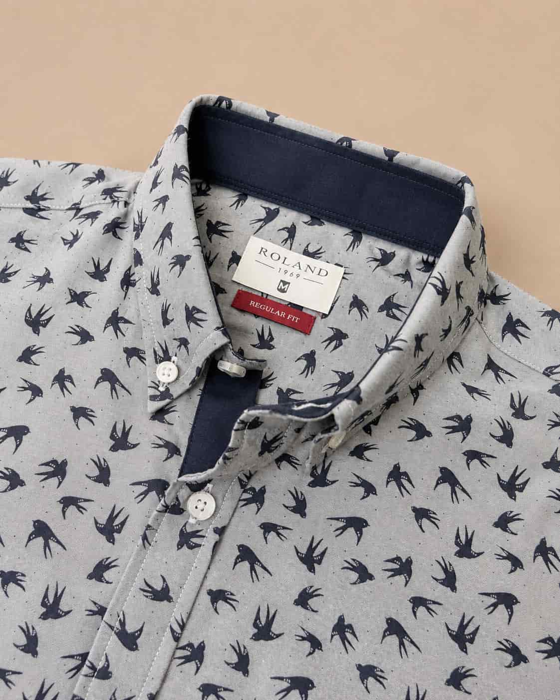 Camisa manga corta con mini prints gris claro - miniatura 3