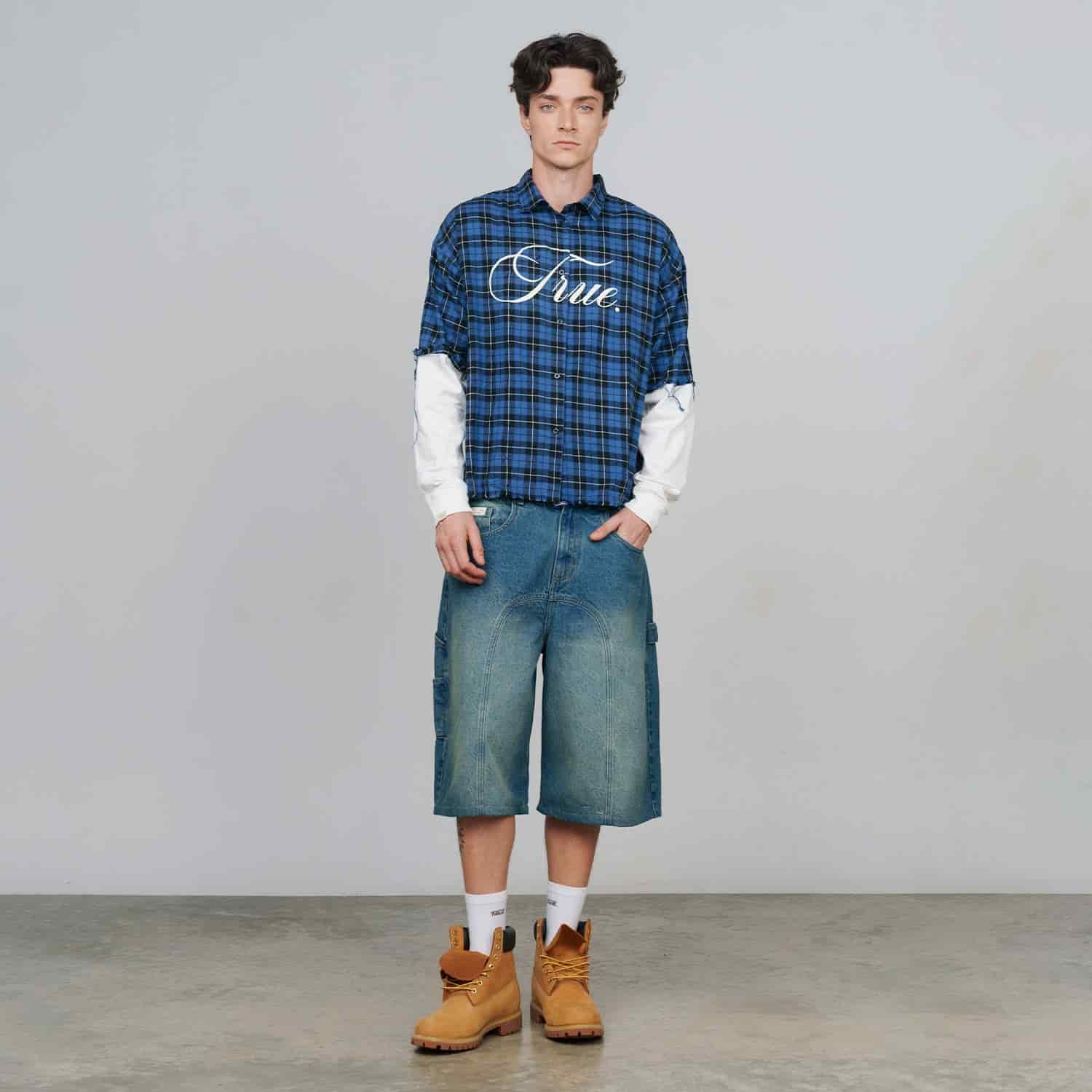 Slashed Denim Jorts - Blue - miniatura 4