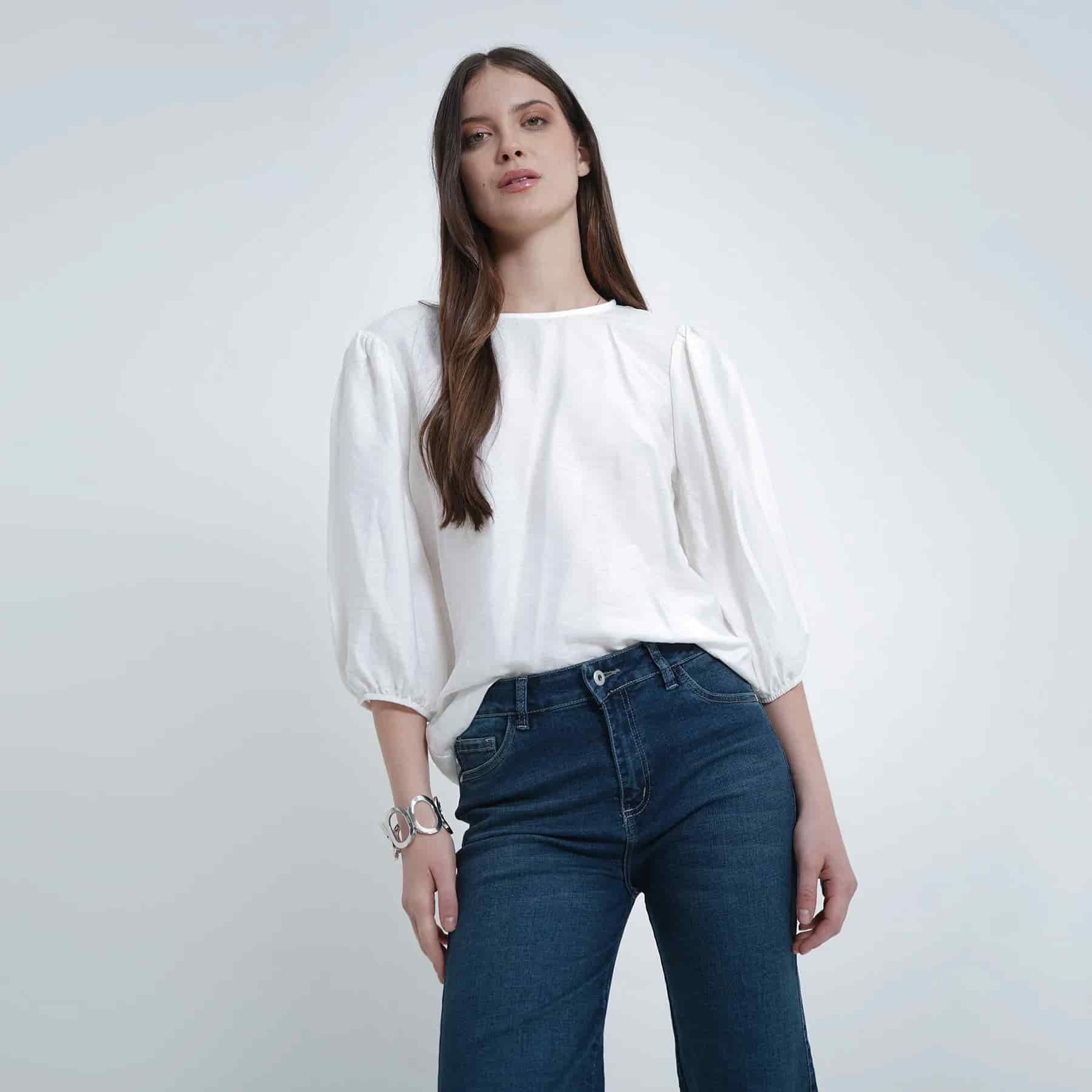 Blusa Cuello Redondo Manga 3/ Cuartos - miniatura 6