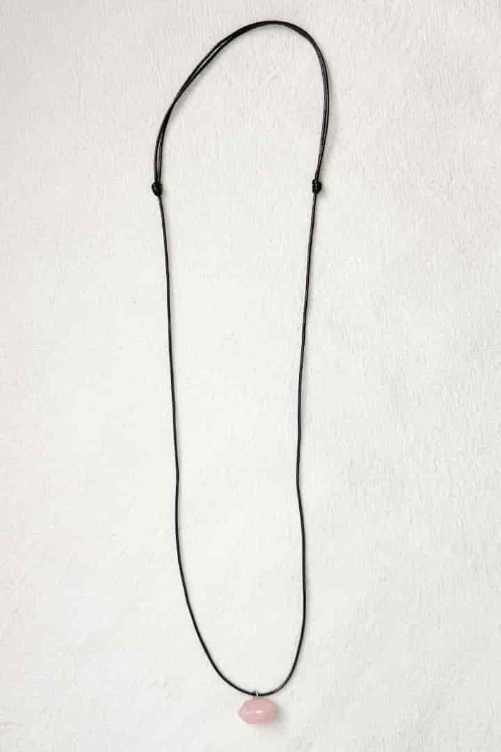 Collar cuerda cuarzo rosa hexágono - miniatura 4