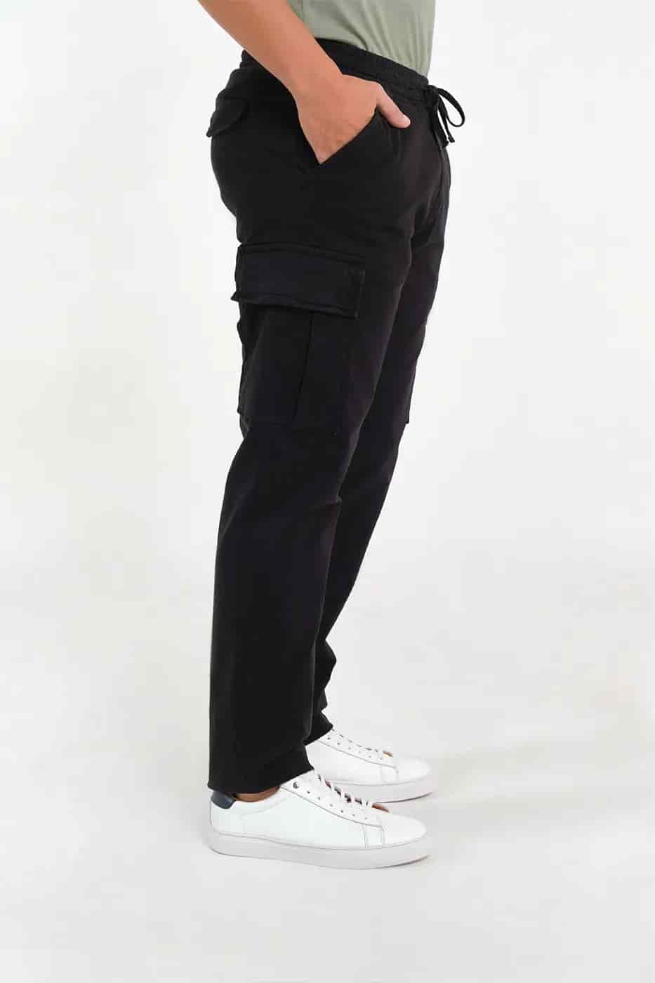 Pantalón Cargo Slim Fit Mezcla Algodón Negro - miniatura 2