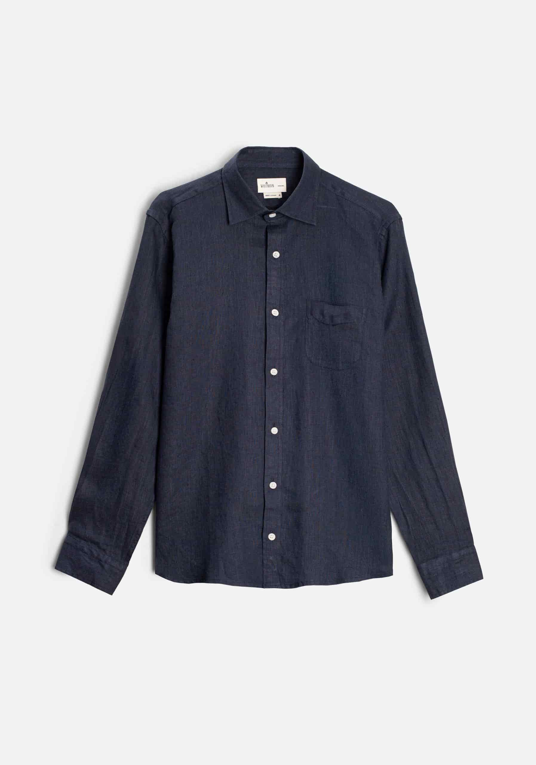 Camisa H CI Lino Azul Osc - miniatura 1