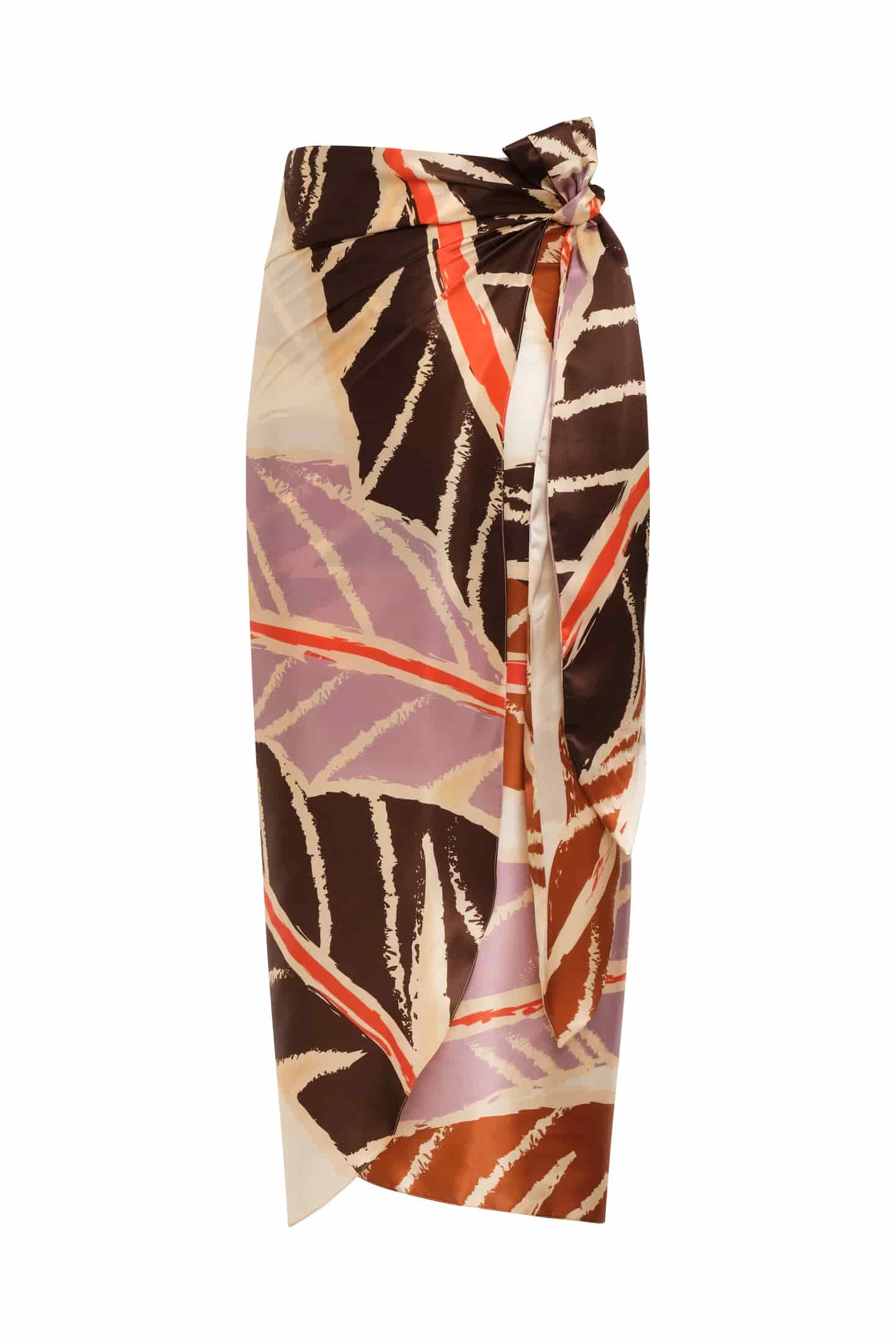 Mapara Satin Silk Skirt / Lilac Platanera Leaves - miniatura 1