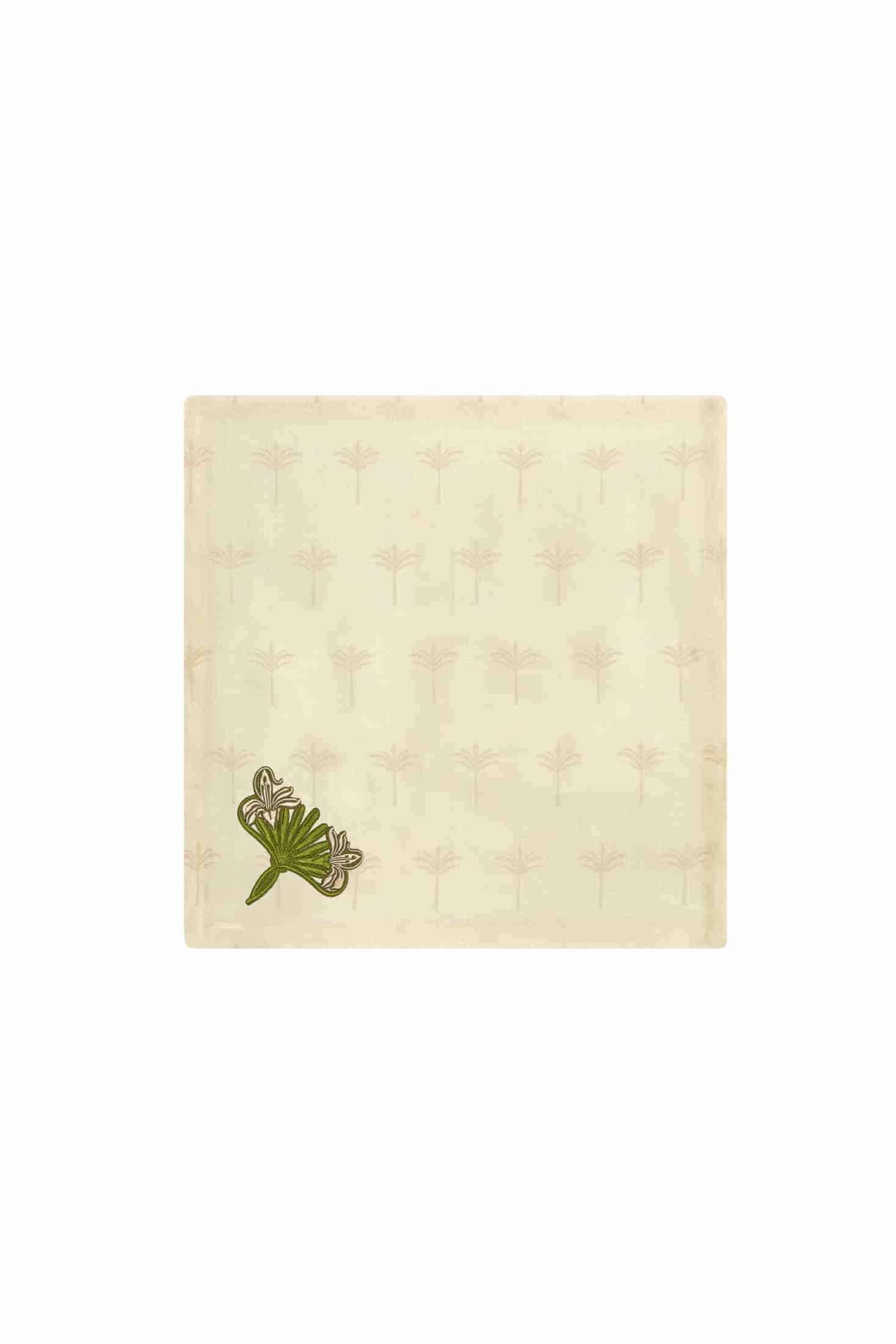 Lirios Linen Napkins / Ivory & Green - Set of 4 - miniatura 3