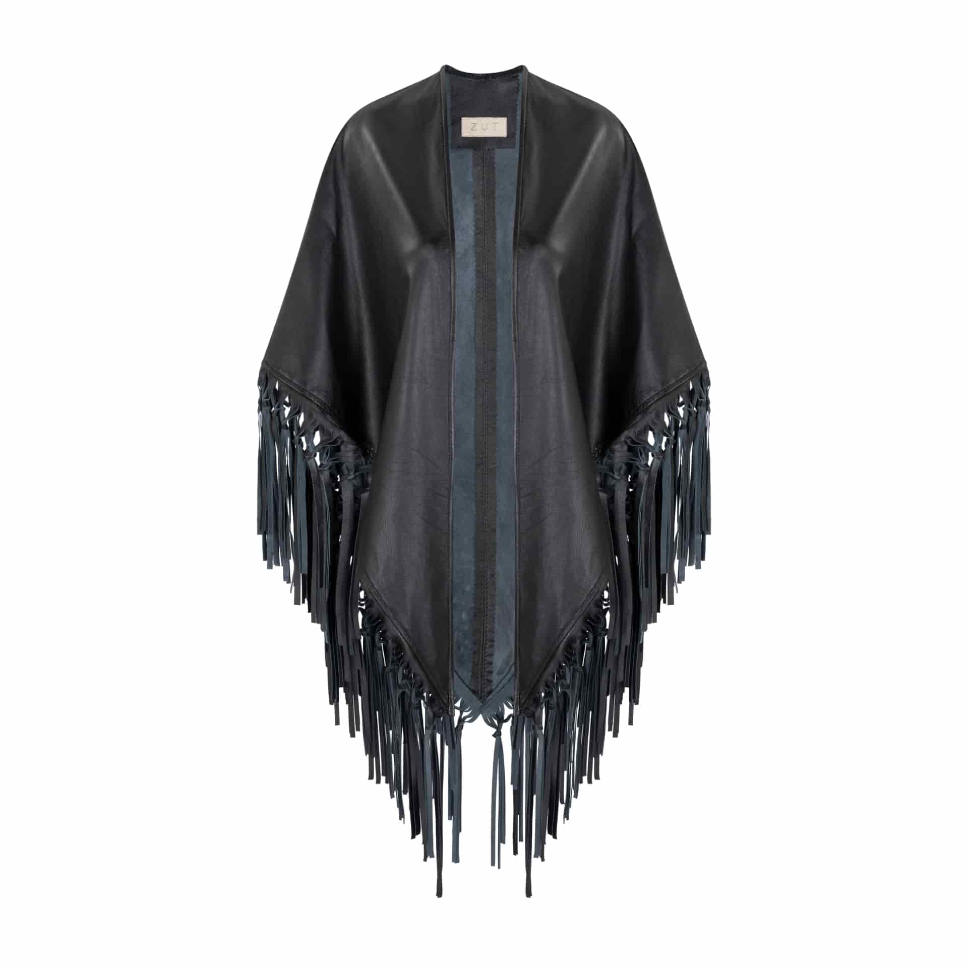 CECILIA SHAWL WITH FRINGES AND KNOTS - miniatura 1