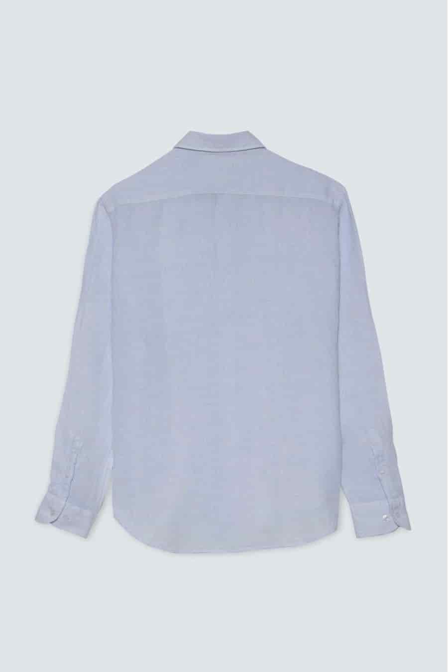 Men's linen shirt light blue powder basic - miniatura 2