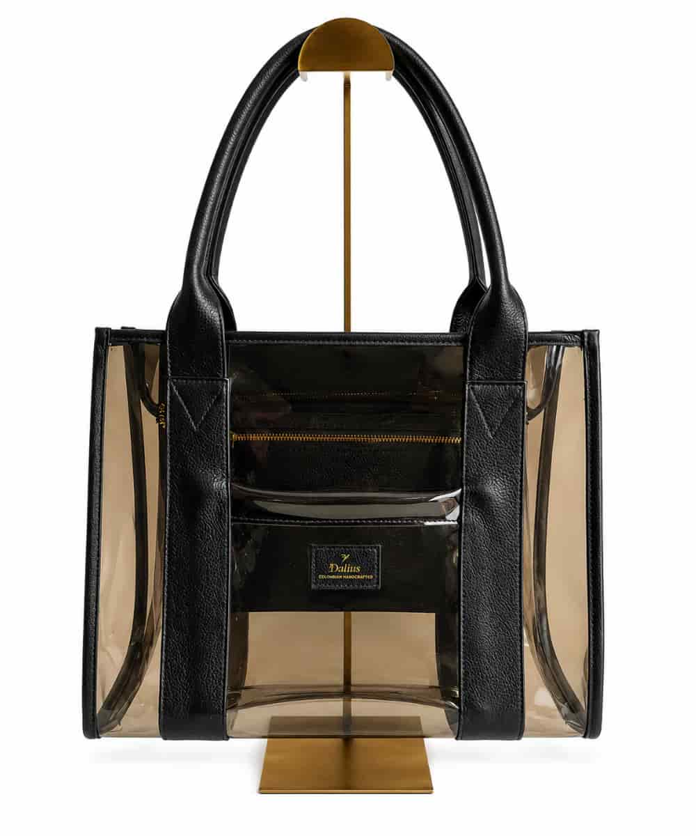 Bolso Tote Vinilo Oscuro Negro - miniatura 1