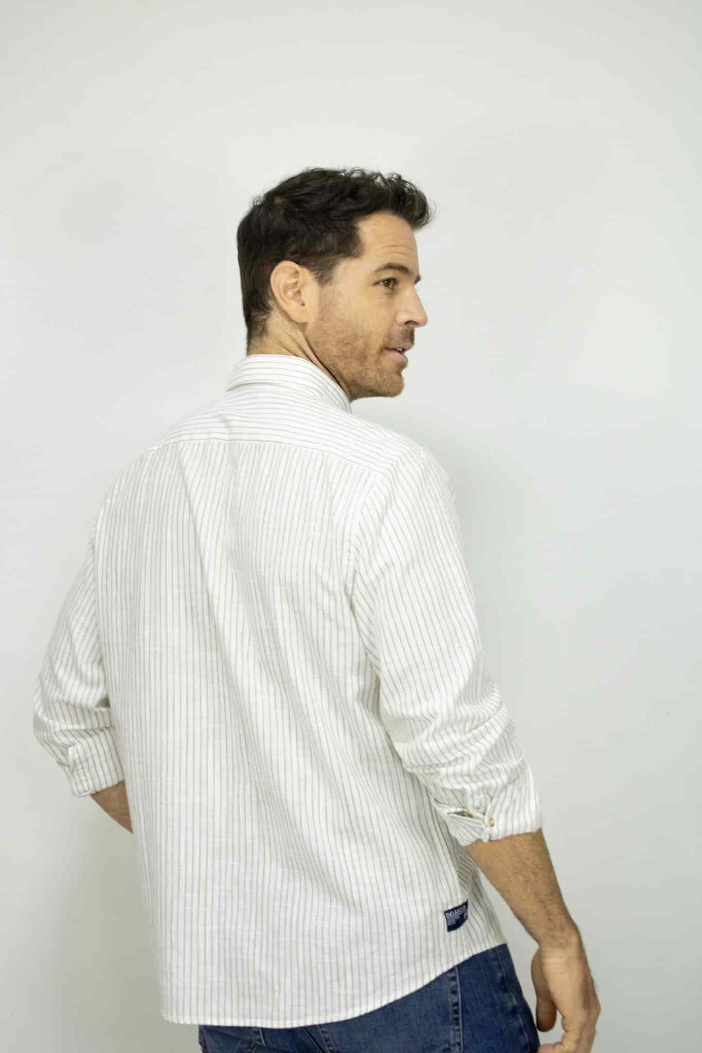 CAMISA MANGA LARGA RAYAS EN ALGODON PARA HOMBRE - miniatura 3