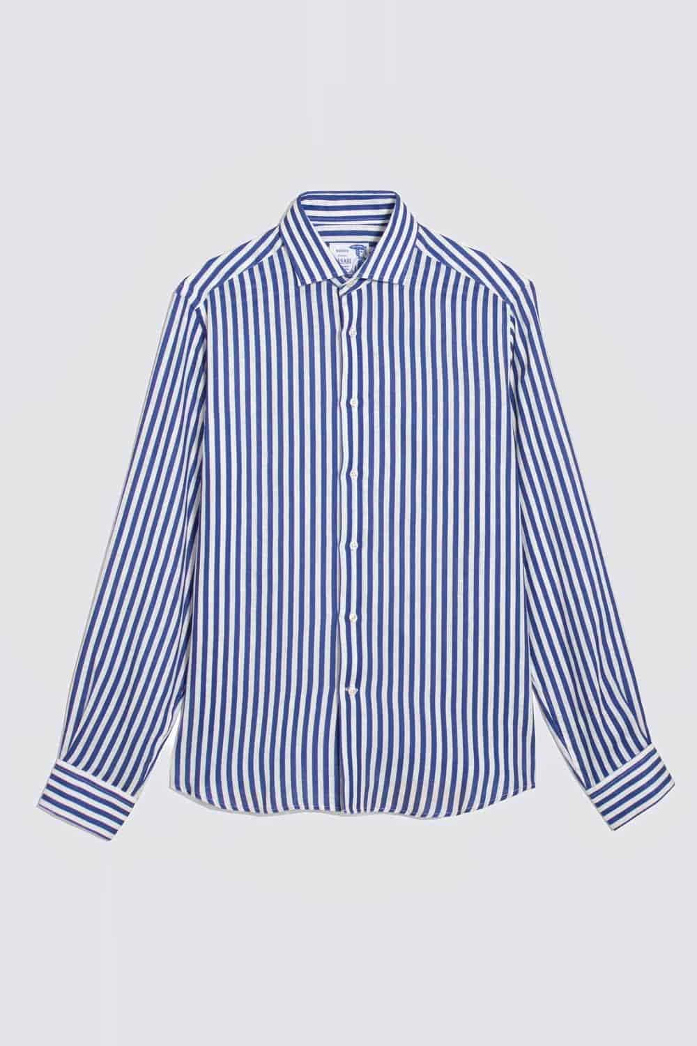 Men's linen shirt electric blue stripes - miniatura 1