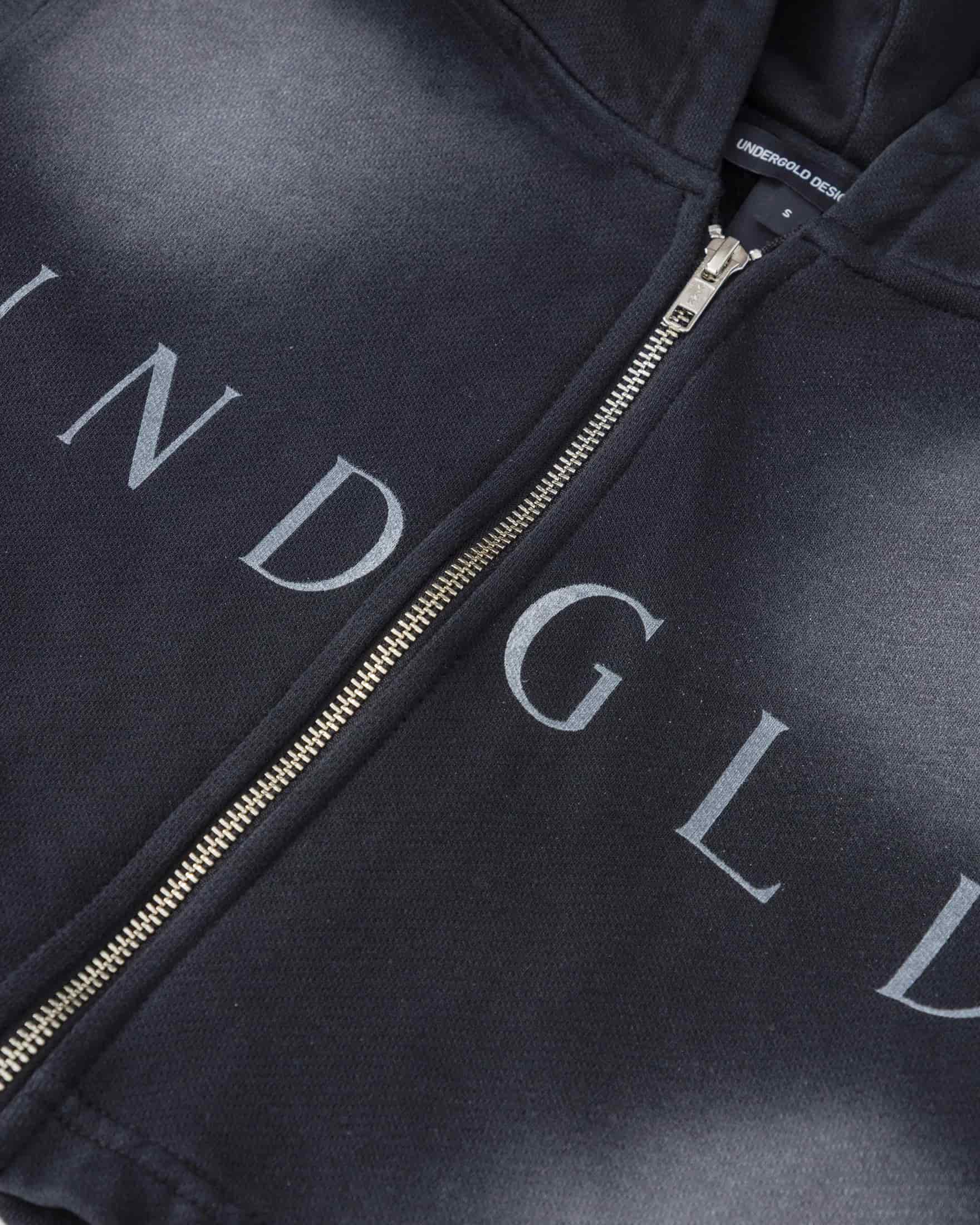 Eternal UNDGLD Slim Fit Zip Up Cropped Hoodie Smoky Black - miniatura 4