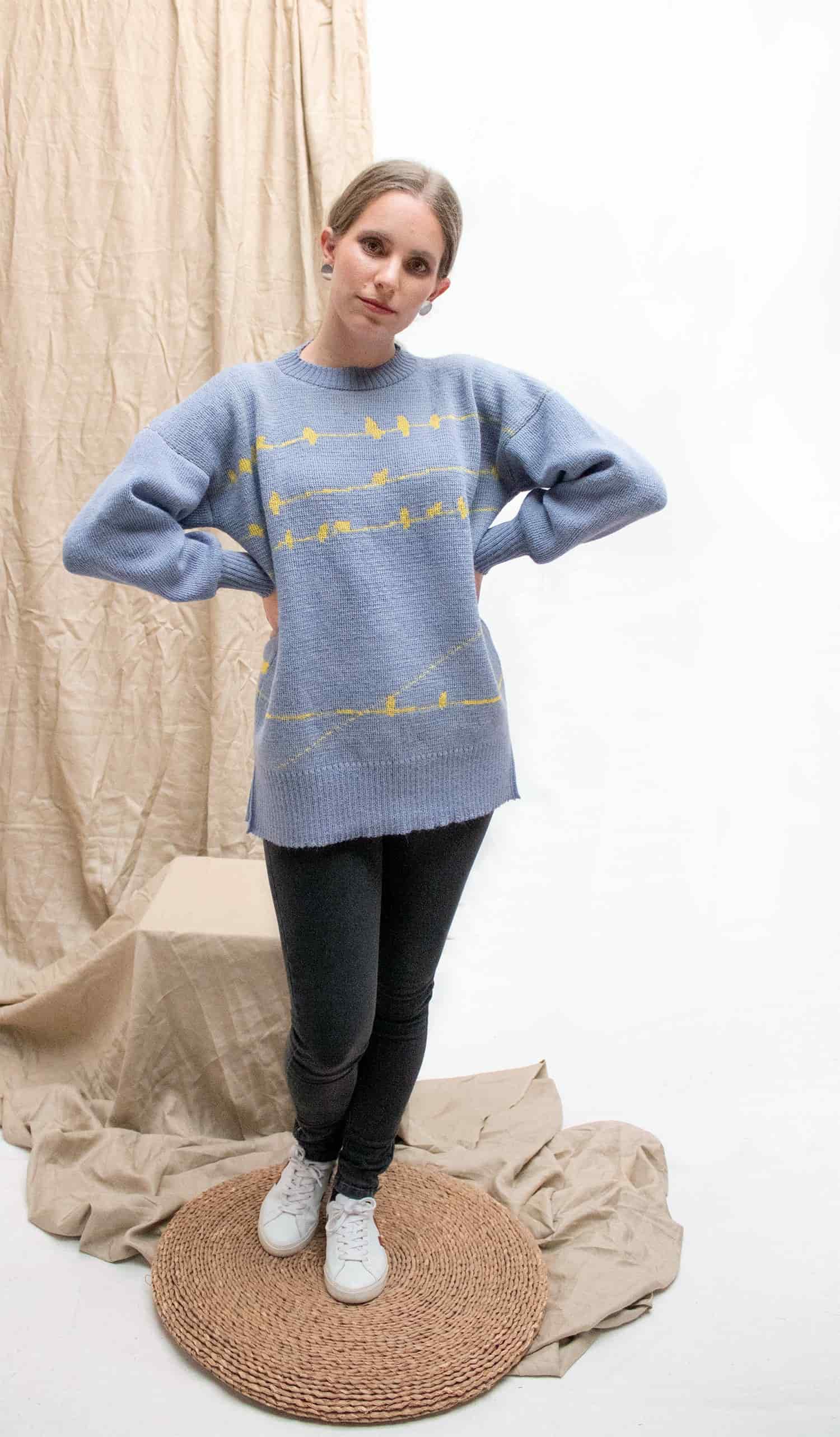 Suéter Pajaritos Alpaca - celeste y amarillo - miniatura 6