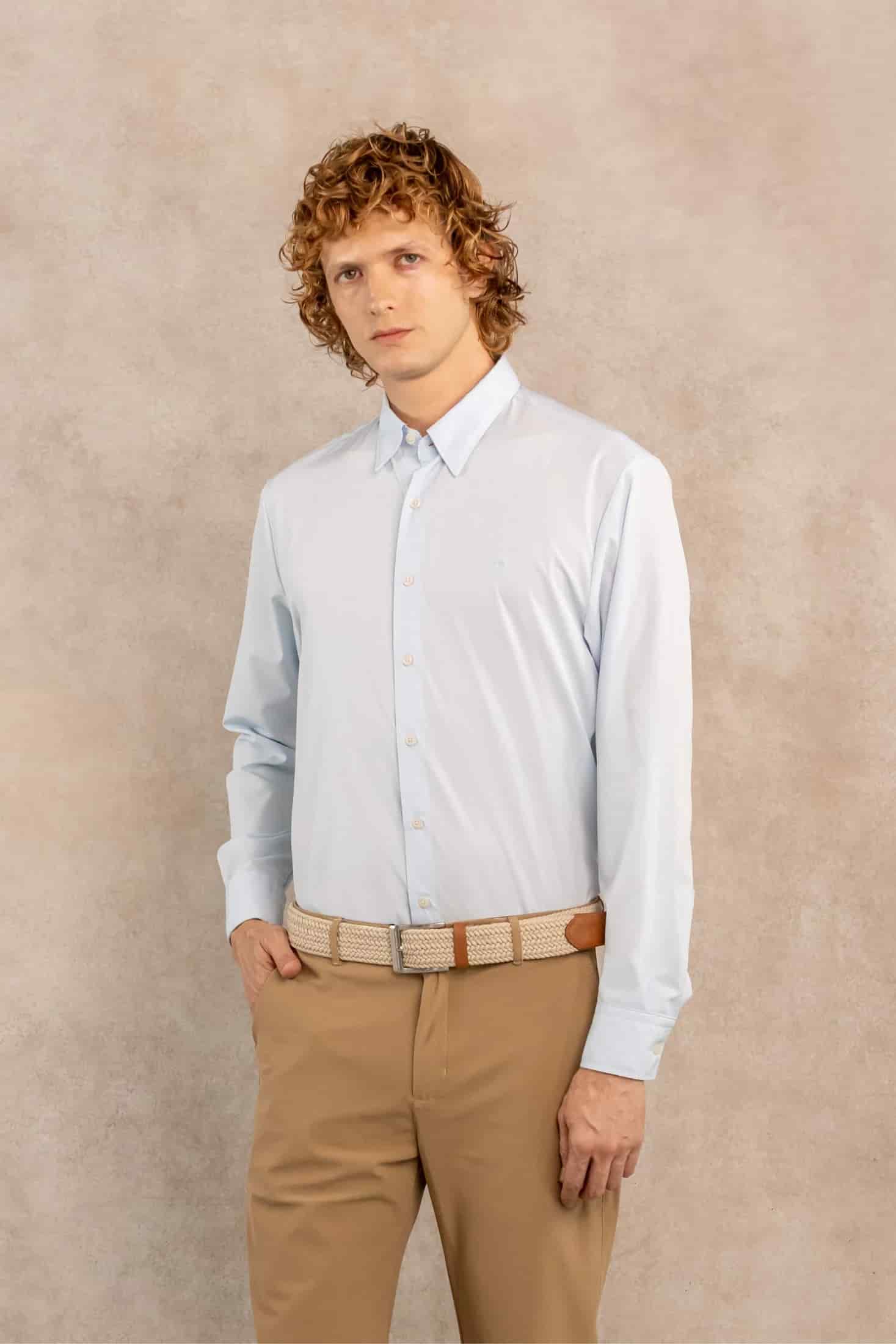 Camisa Performance Antiarrugas Azul Claro - miniatura 7