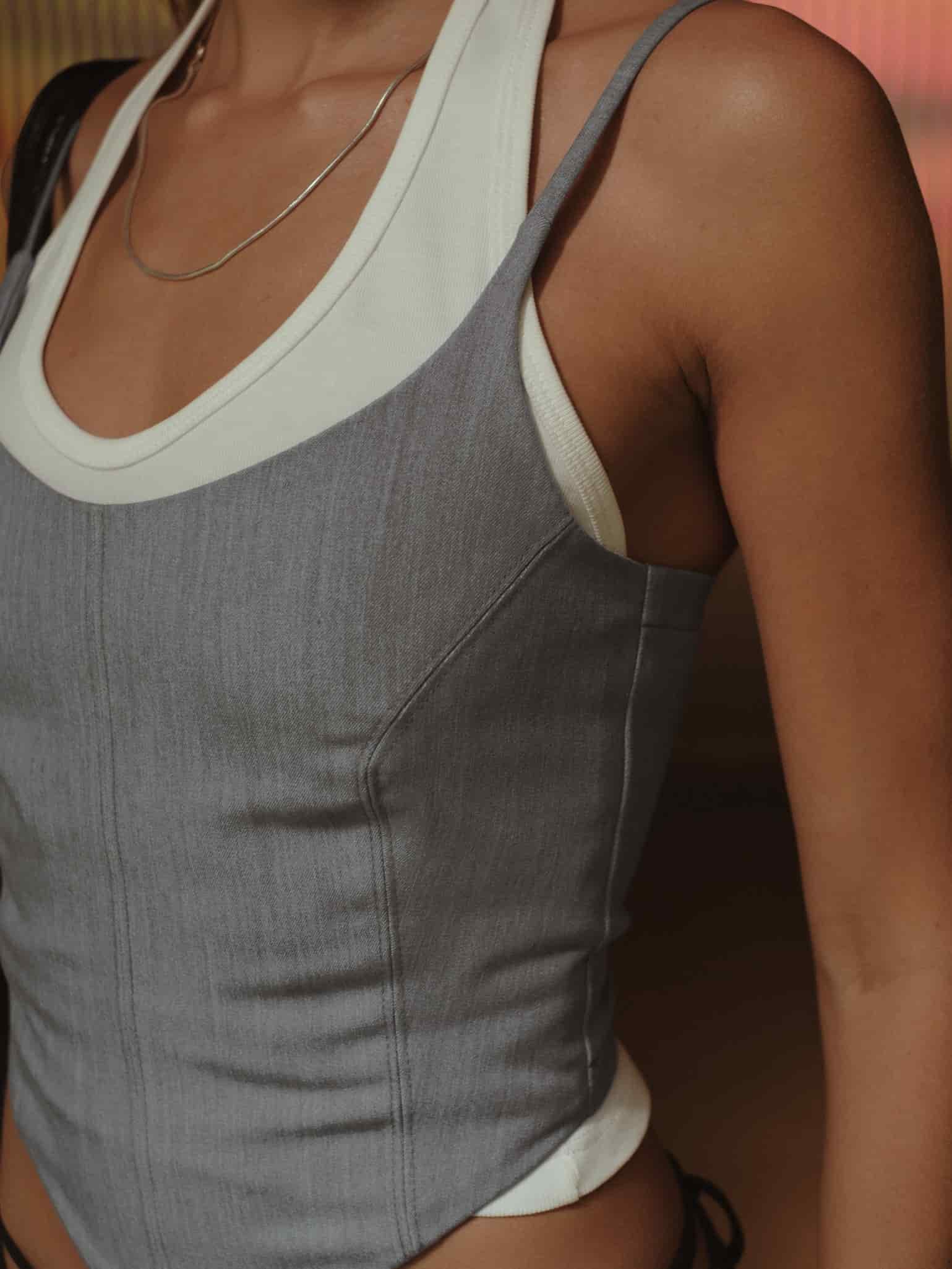BACK LACE CORSET - GRAY - miniatura 10