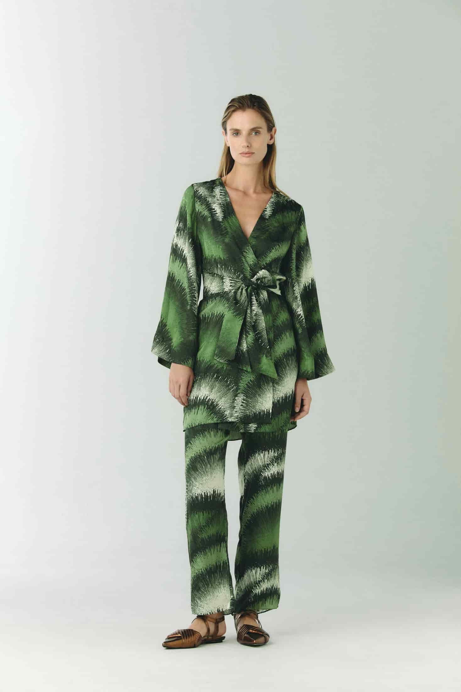 Santo Tomás Silk Jacquard Pants / Green Brushed - miniatura 2