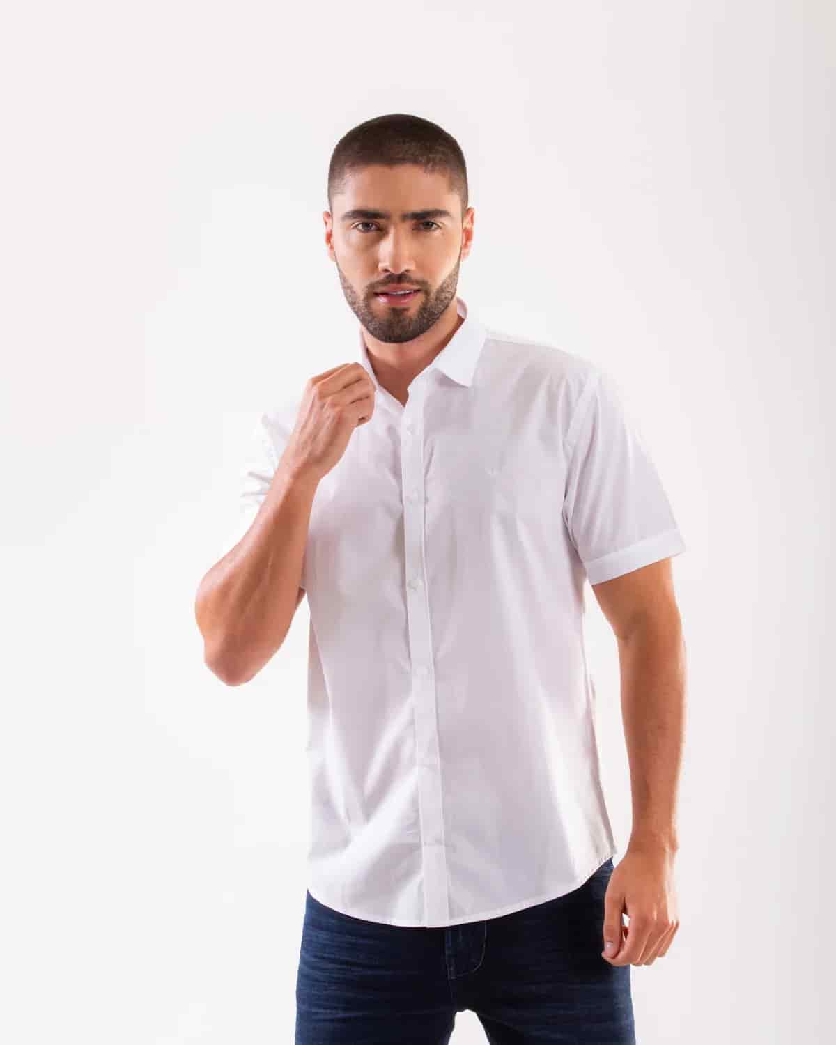 Camisa blanca manga corta para hombre - miniatura 57
