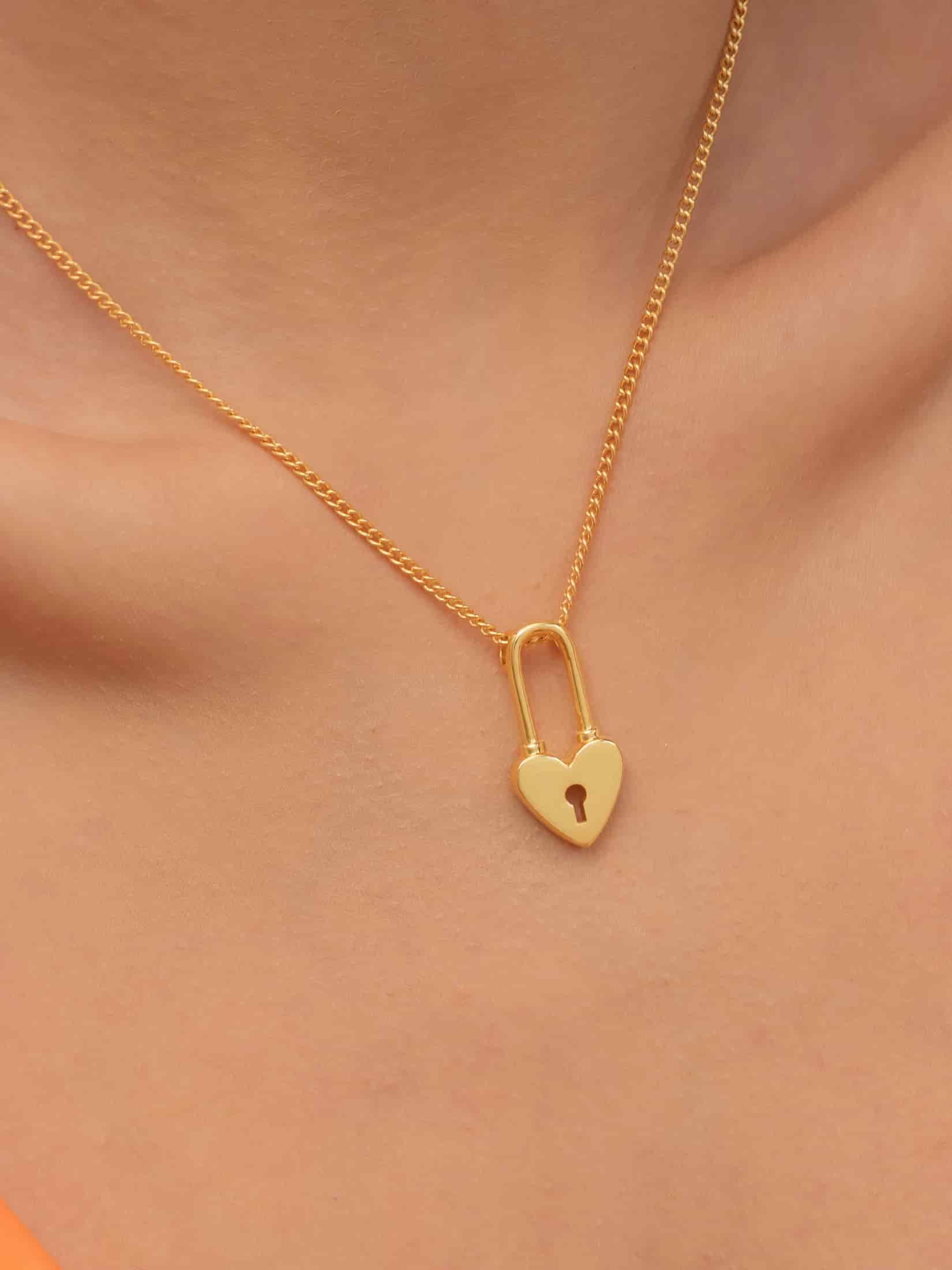 Collar Corazón Candado + Aretes - miniatura 2