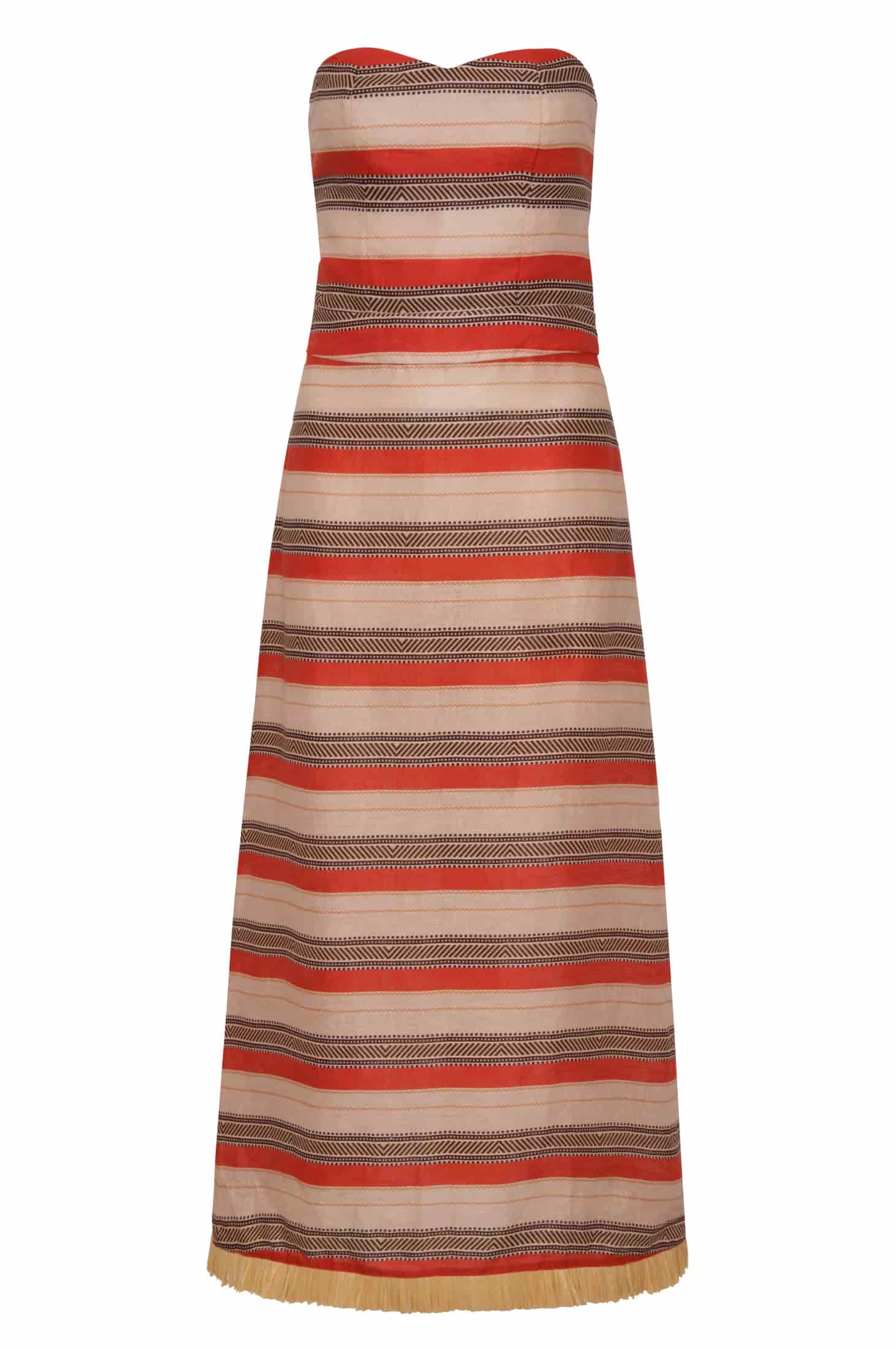 Gigi Linen Midi Dress / Orange Stripes - miniatura 2