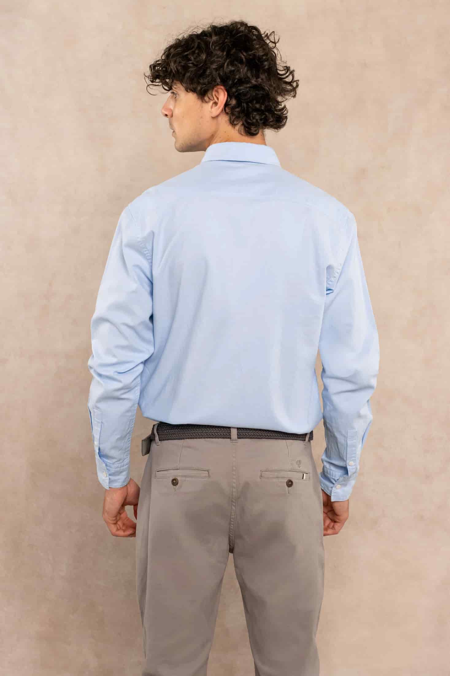 Camisa Antimanchas Oxford Han Blue Logo Contraste - miniatura 4