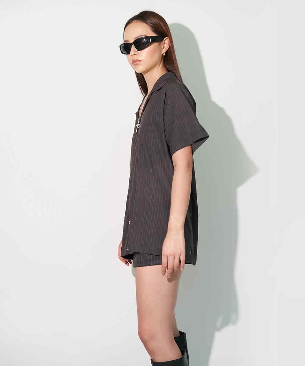 Camp Shirt in Black Pinstripe - miniatura 5