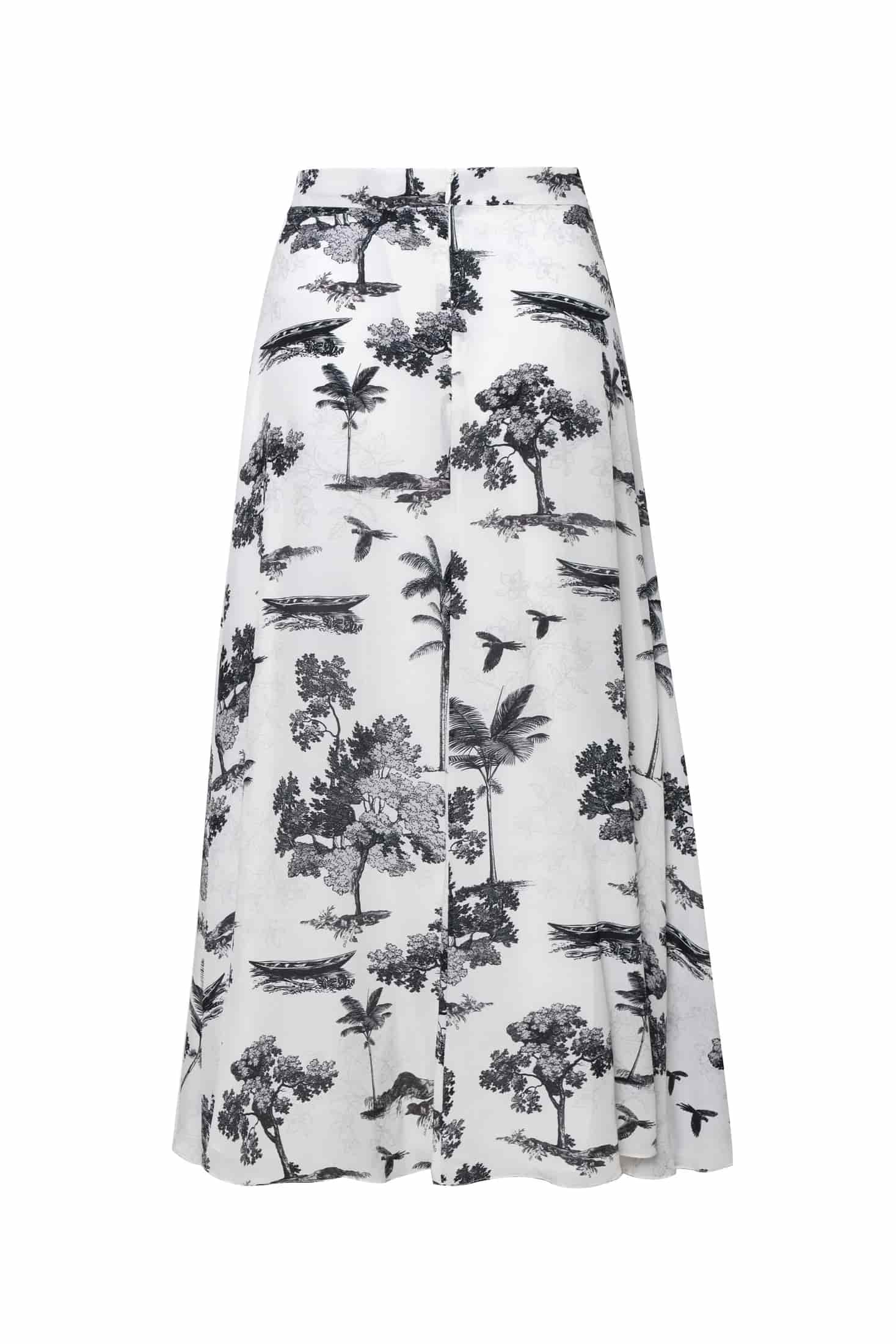 Capri Crepe Chine Midi Skirt / Ivory Trees - miniatura 2