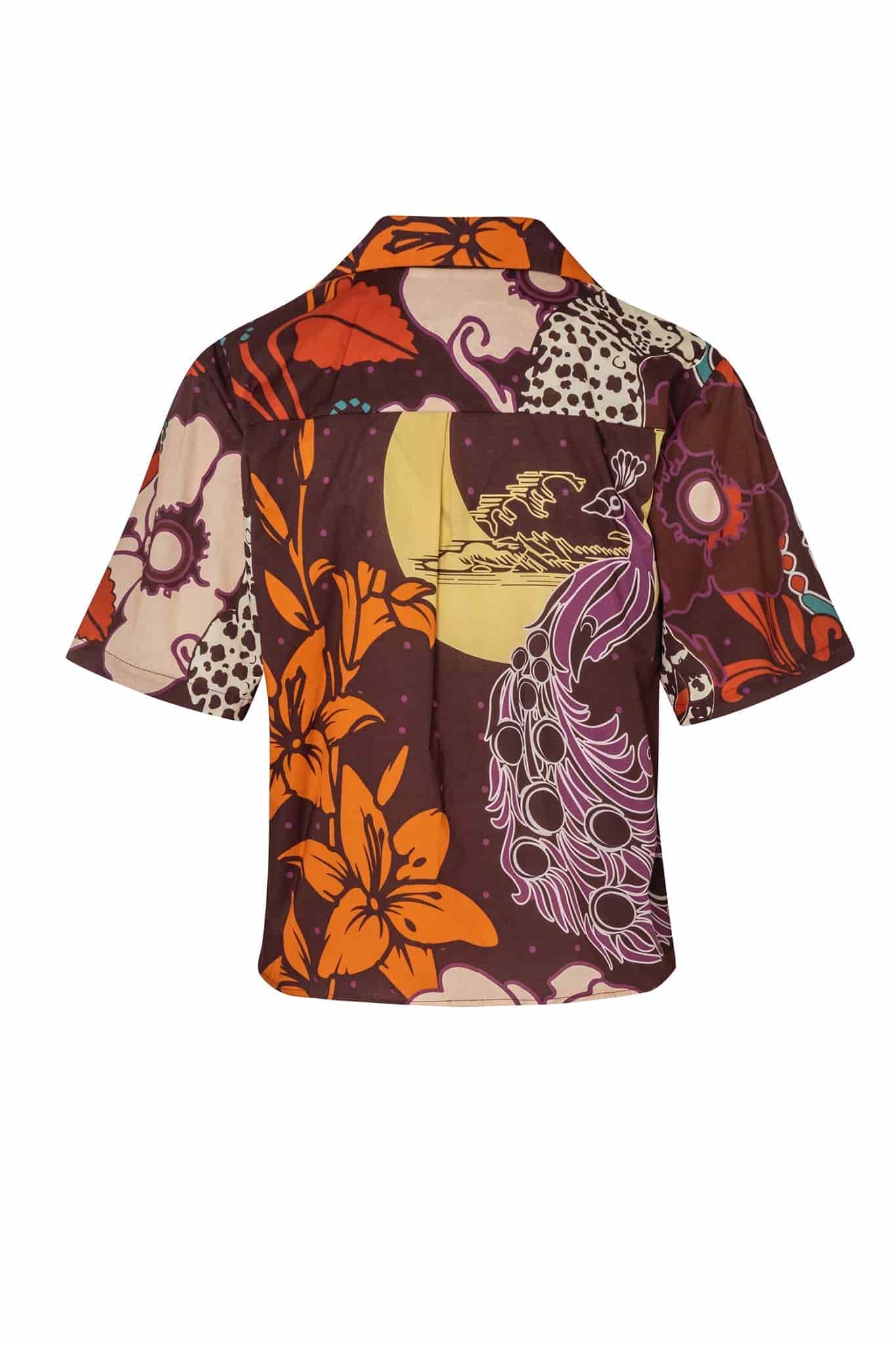 Tomaso Cotton Shirt / Brown Moonlight Garden - miniatura 4