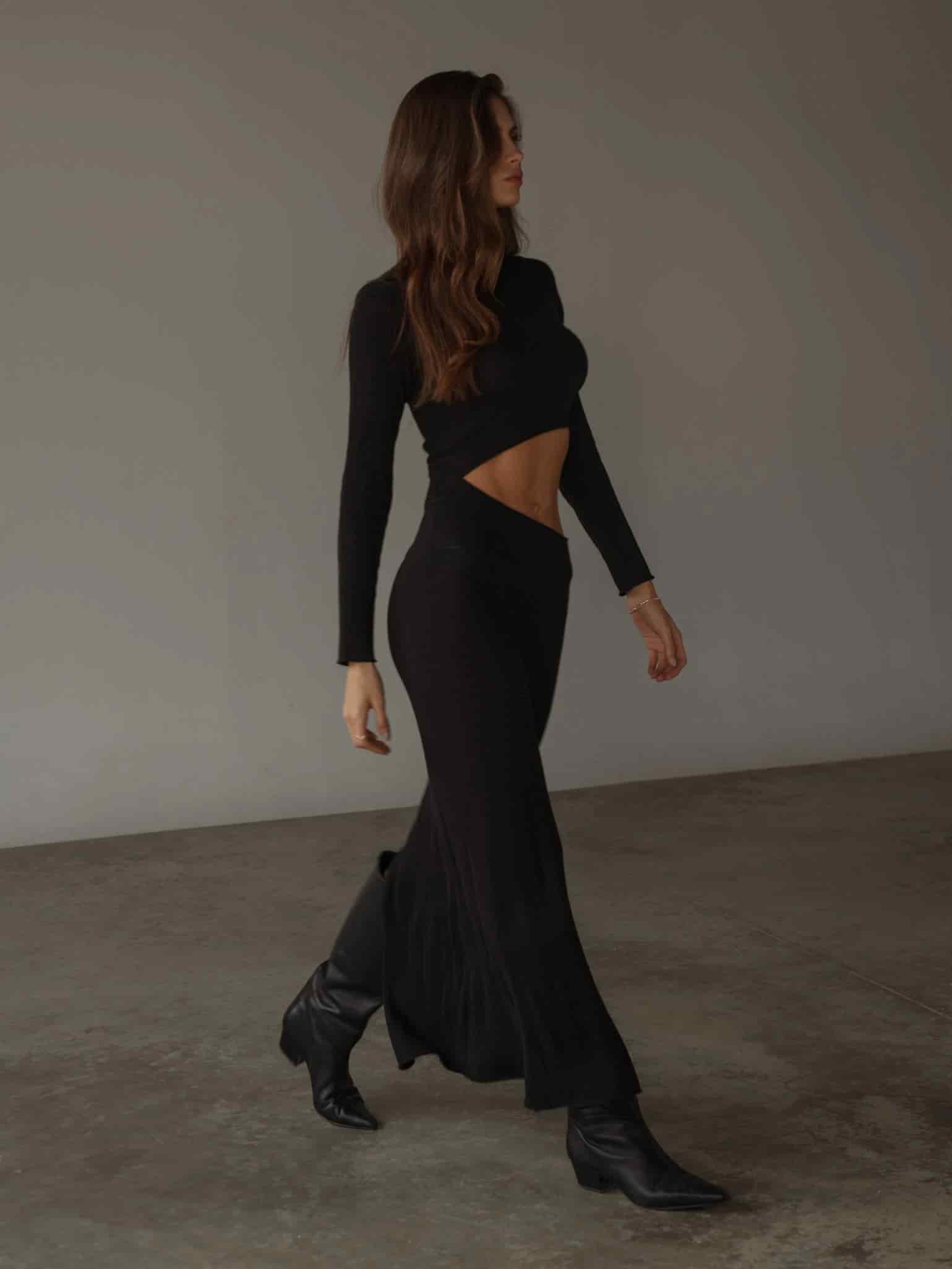 EDGE KNIT DRESS - BLACK - miniatura 11