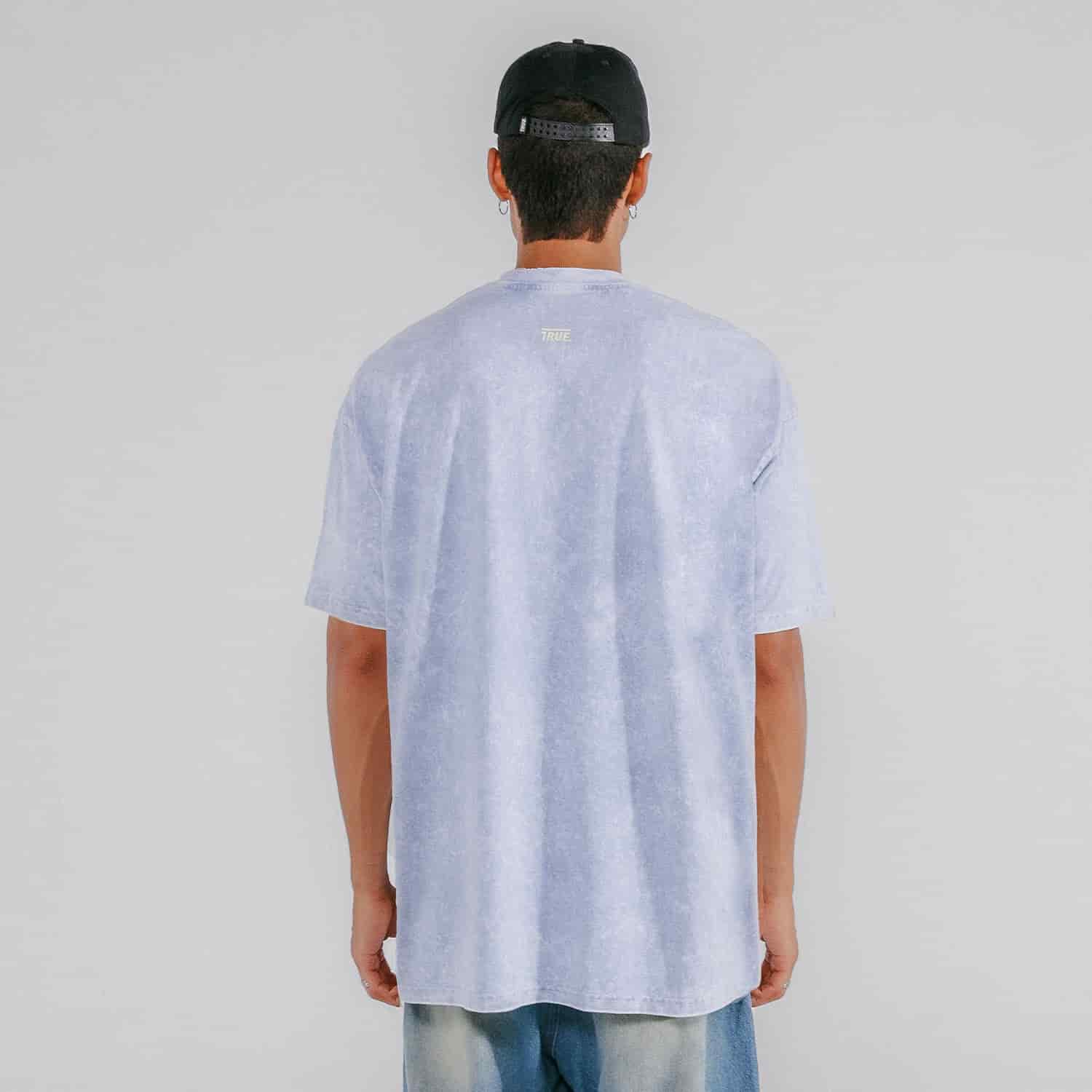 Oversized Washed T- Shirt - Blue - miniatura 3
