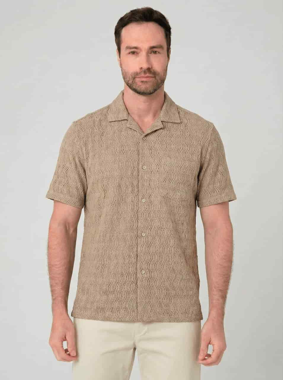Camisa con textura manga corta para hombre Jon Sonen 027225010 - miniatura 1