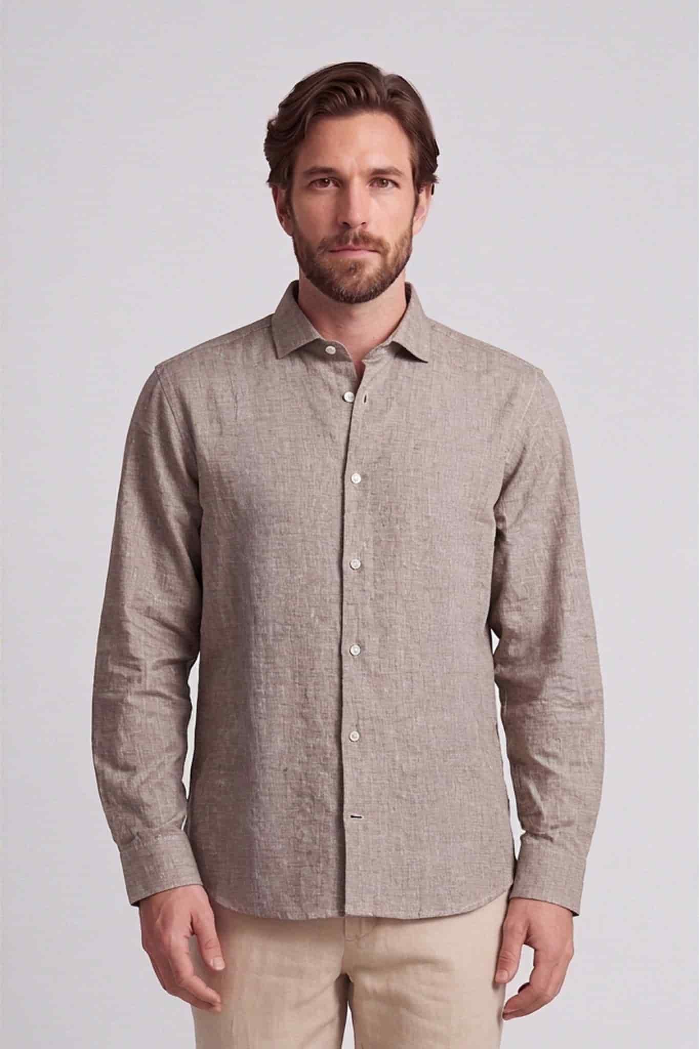 Camisa lino algodon manga larga para hombre Jon Sonen 010225057 - miniatura 3