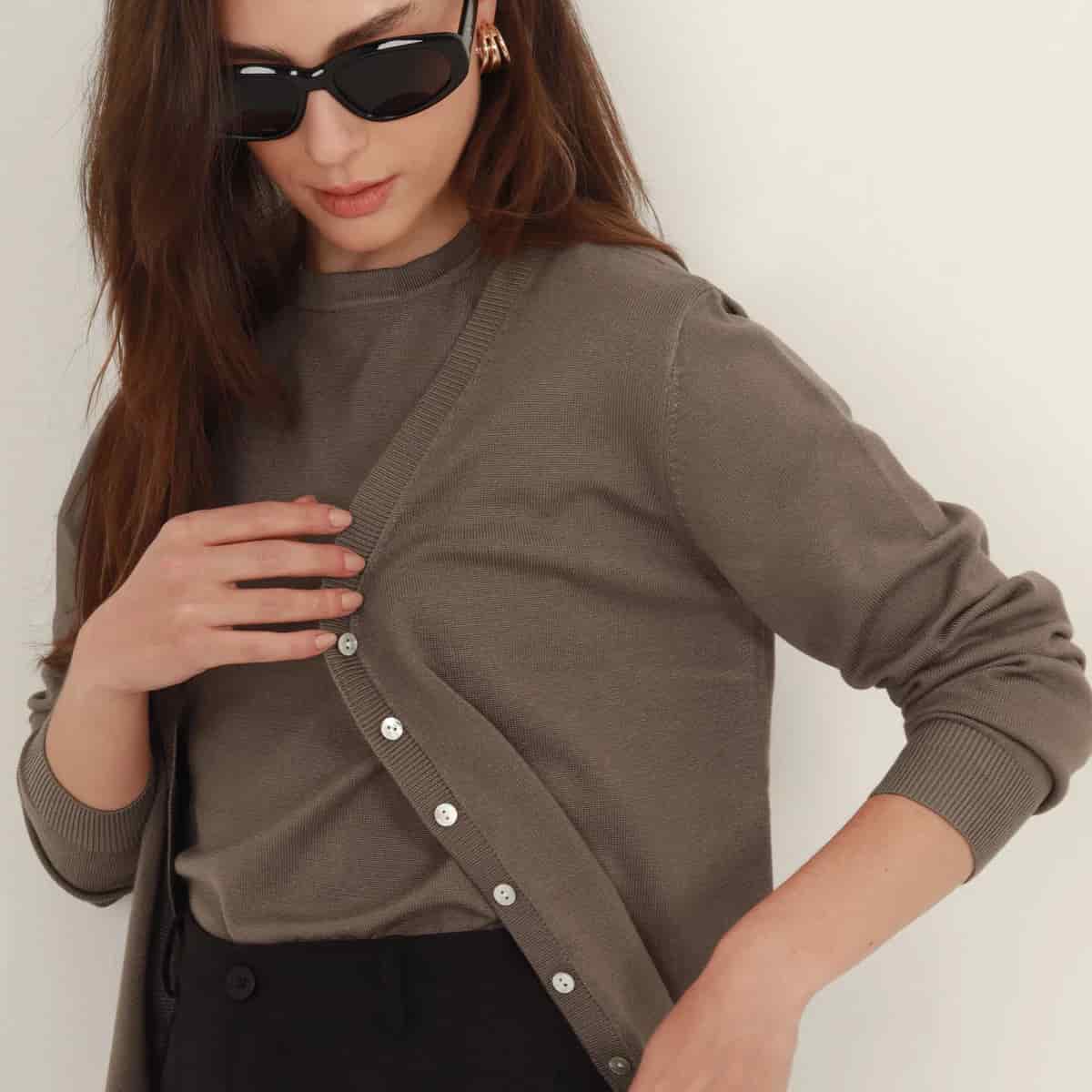 Sweater cardigan con botones manga larga - miniatura 6