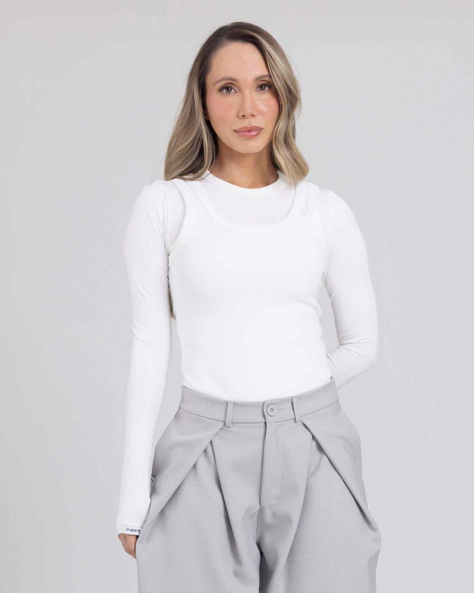 Blusa manga larga dual essence marfil flexi FIBER - miniatura 1