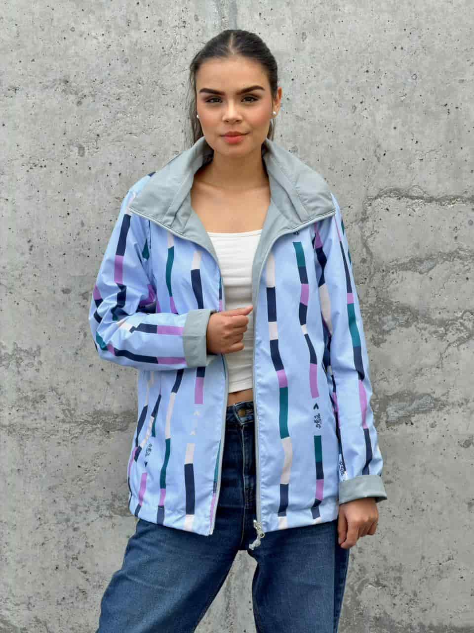 Chaqueta Doble Faz Azul Gris - miniatura 1