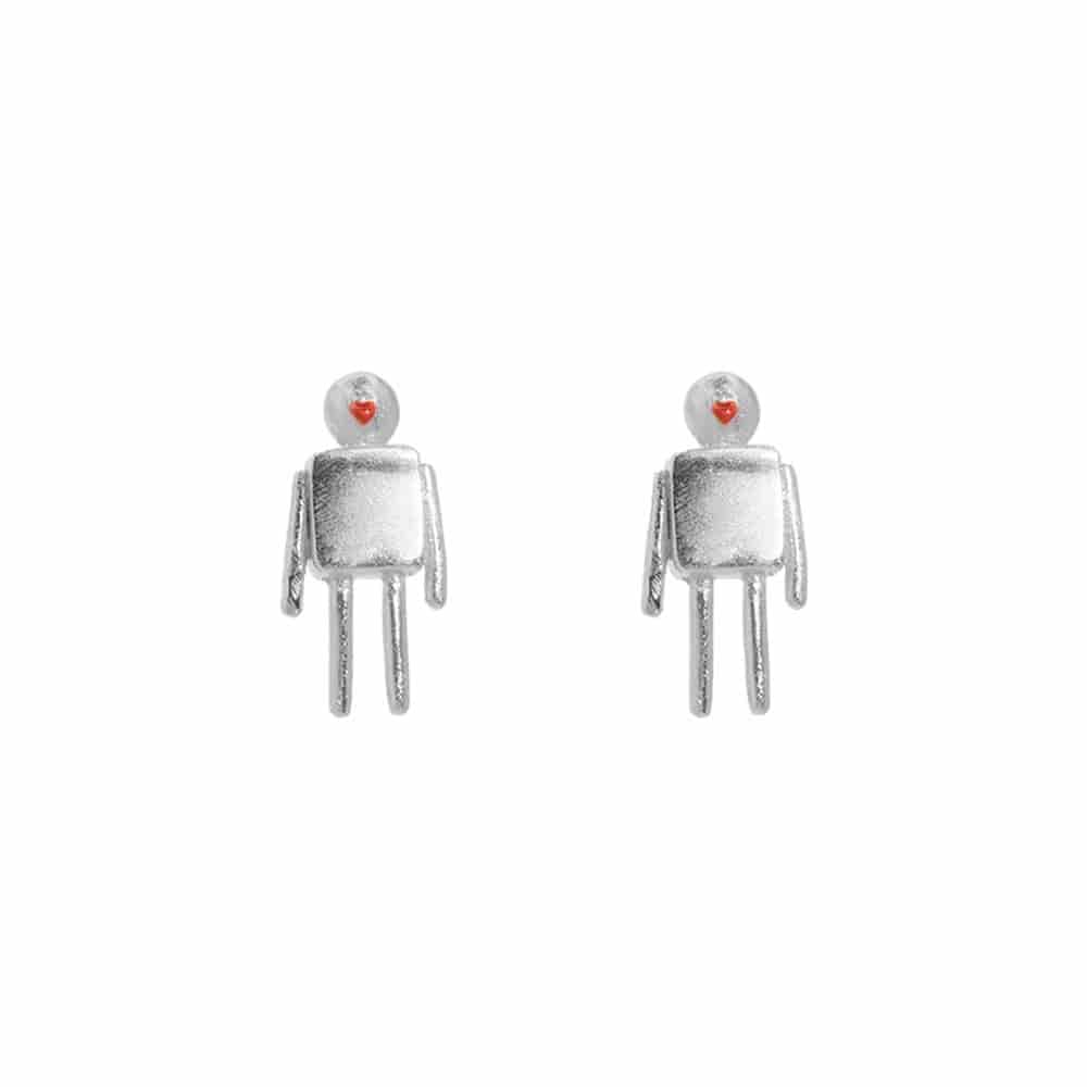 Aretes Robot Mini Plata - miniatura 1