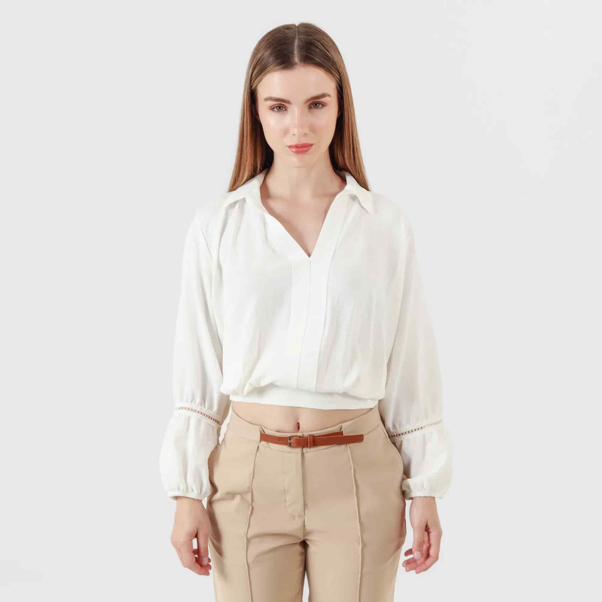 Blusa Cuello Camisero Manga Larga - miniatura 4