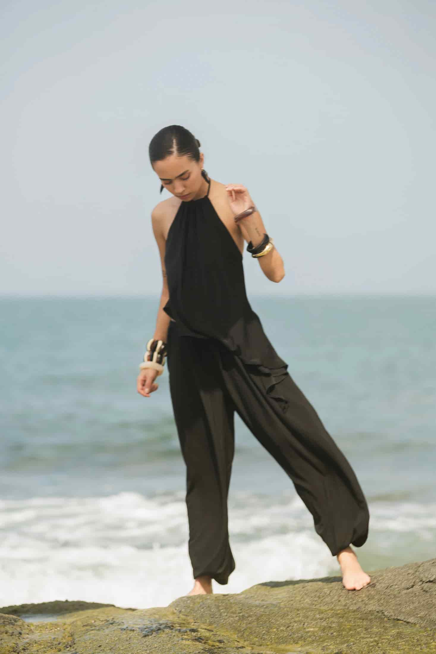 AMAL BACKLESS TOP - BLACK - miniatura 5
