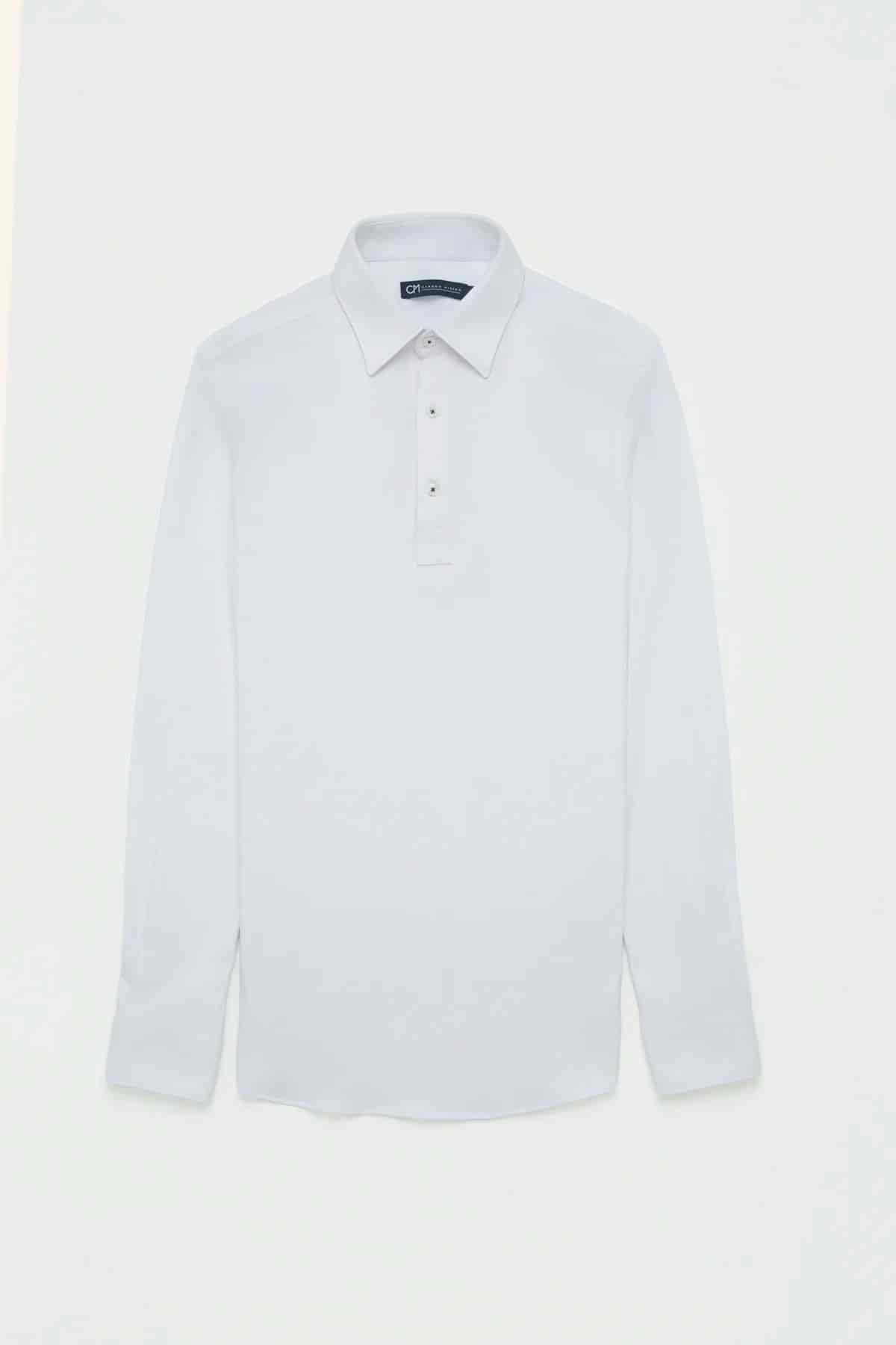 Camisa Piqué Polera Algodón Blanco - miniatura 1