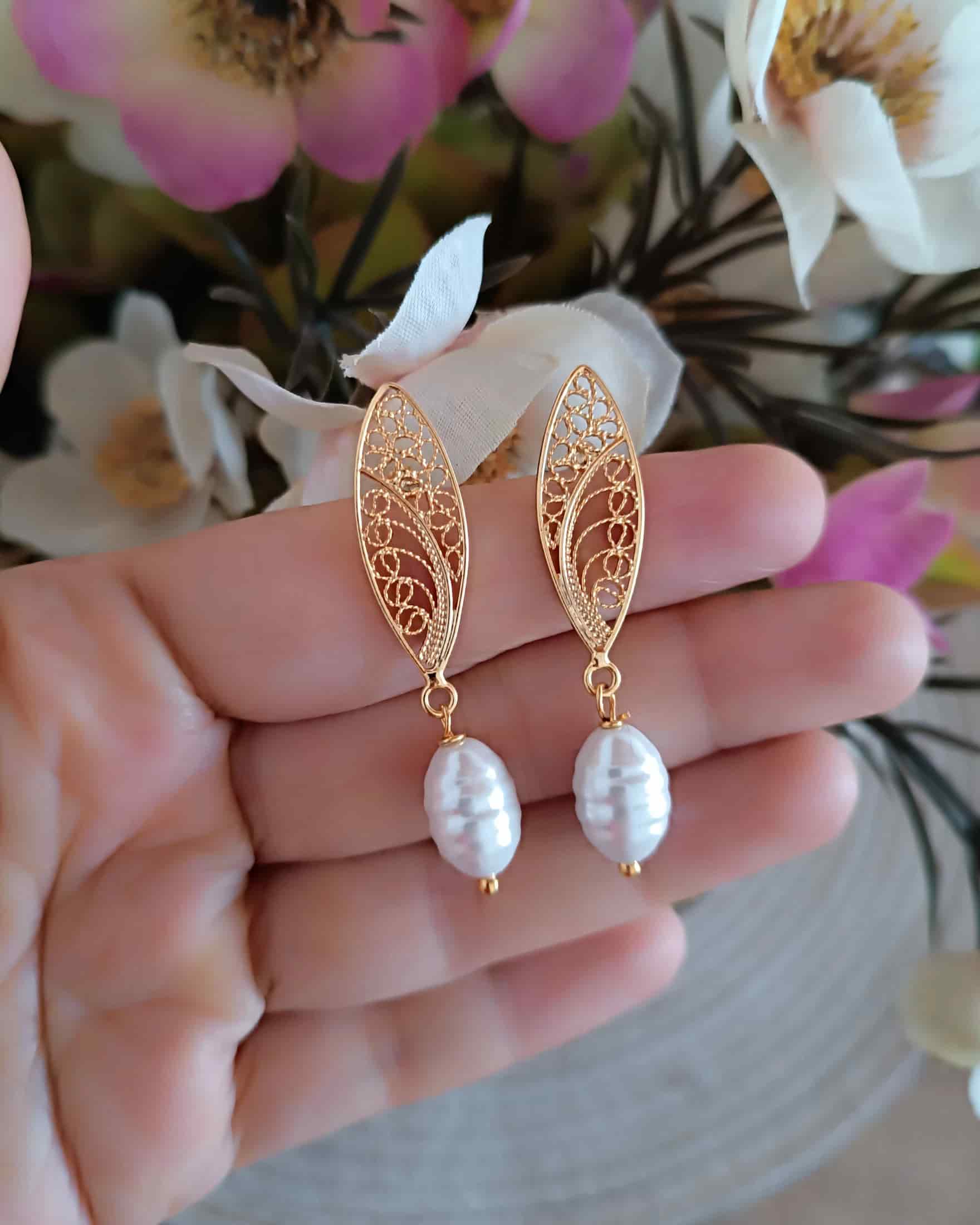 Aretes filigrana y perla Belinda - miniatura 3